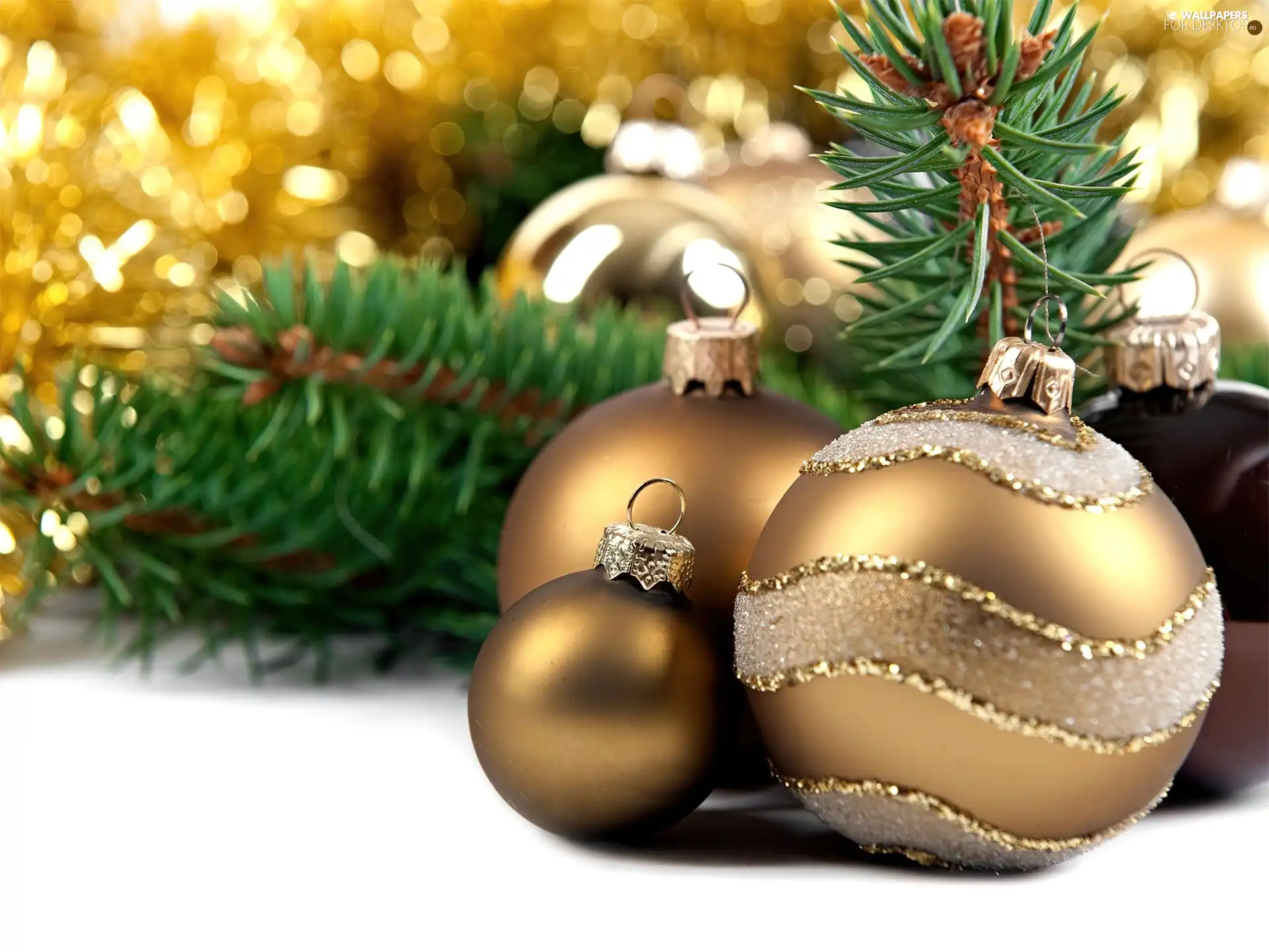 spruce, Golden, baubles