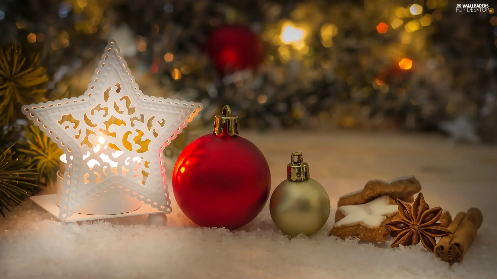 star, baubles, composition, ginger, cinnamon, candlestick, Christmas, Star Anise