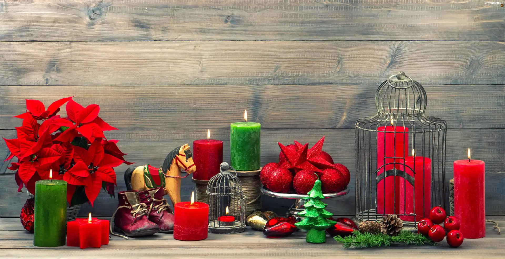 starfish, Bethlehem, sea-horse, Candles, wooden, Christmas, composition, Boots