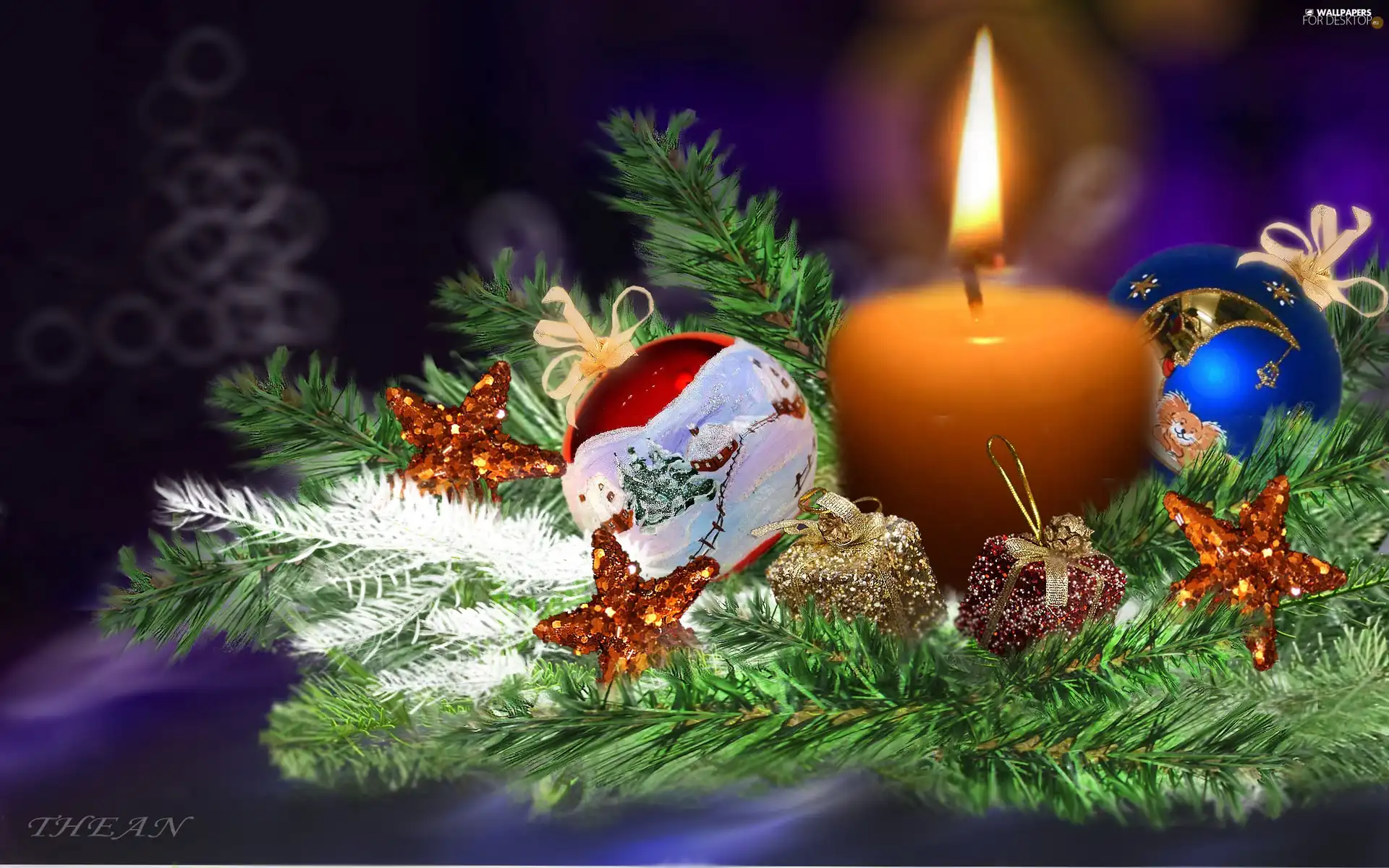 Stars, composition, Candle, baubles, headdress