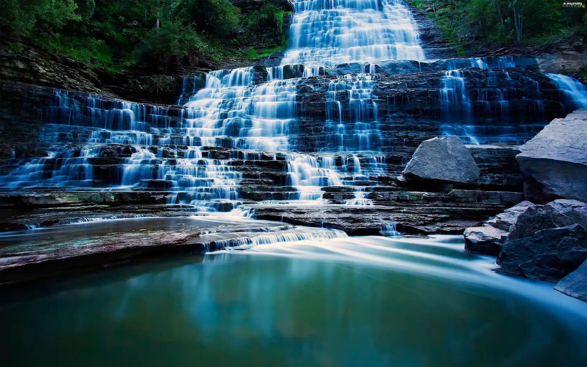 Stones, waterfall, rocks