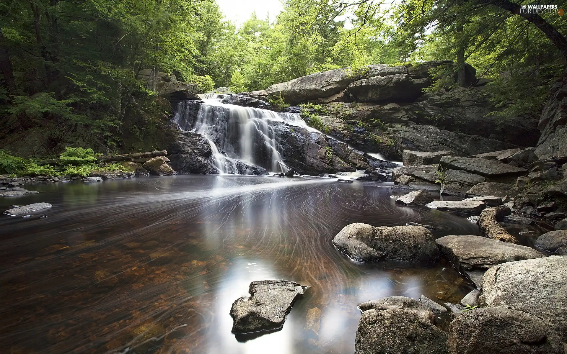 Stones, River, waterfall