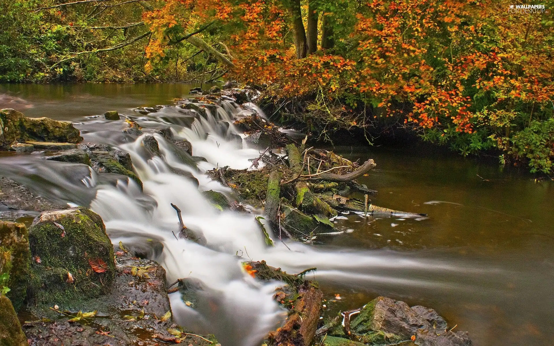 Stones, River, waterfall