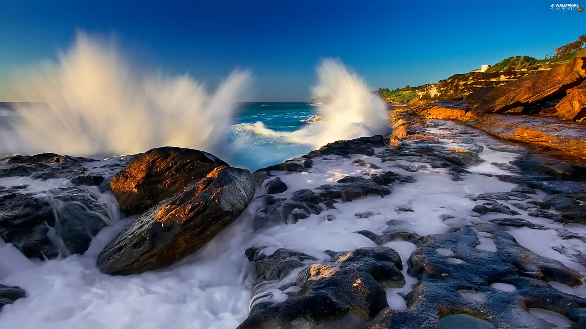 Stones, sea, Waves