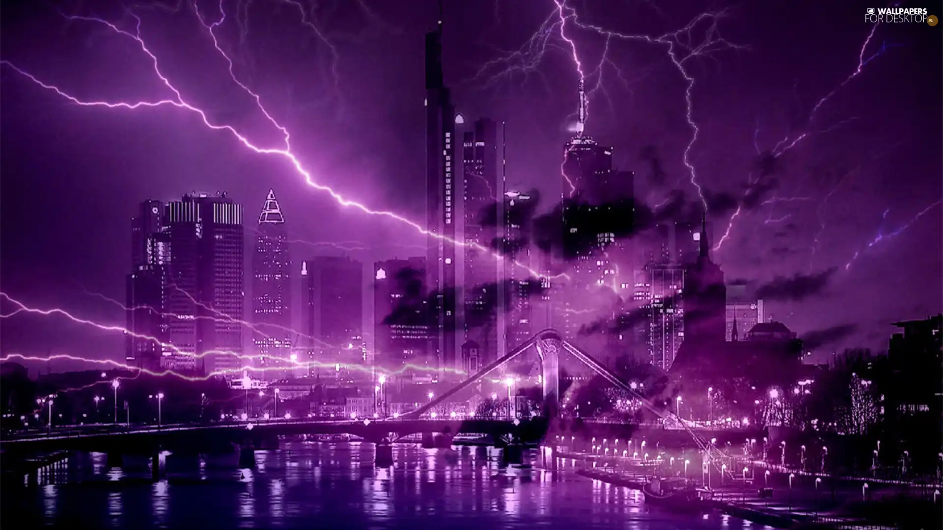 Storm, Town, night