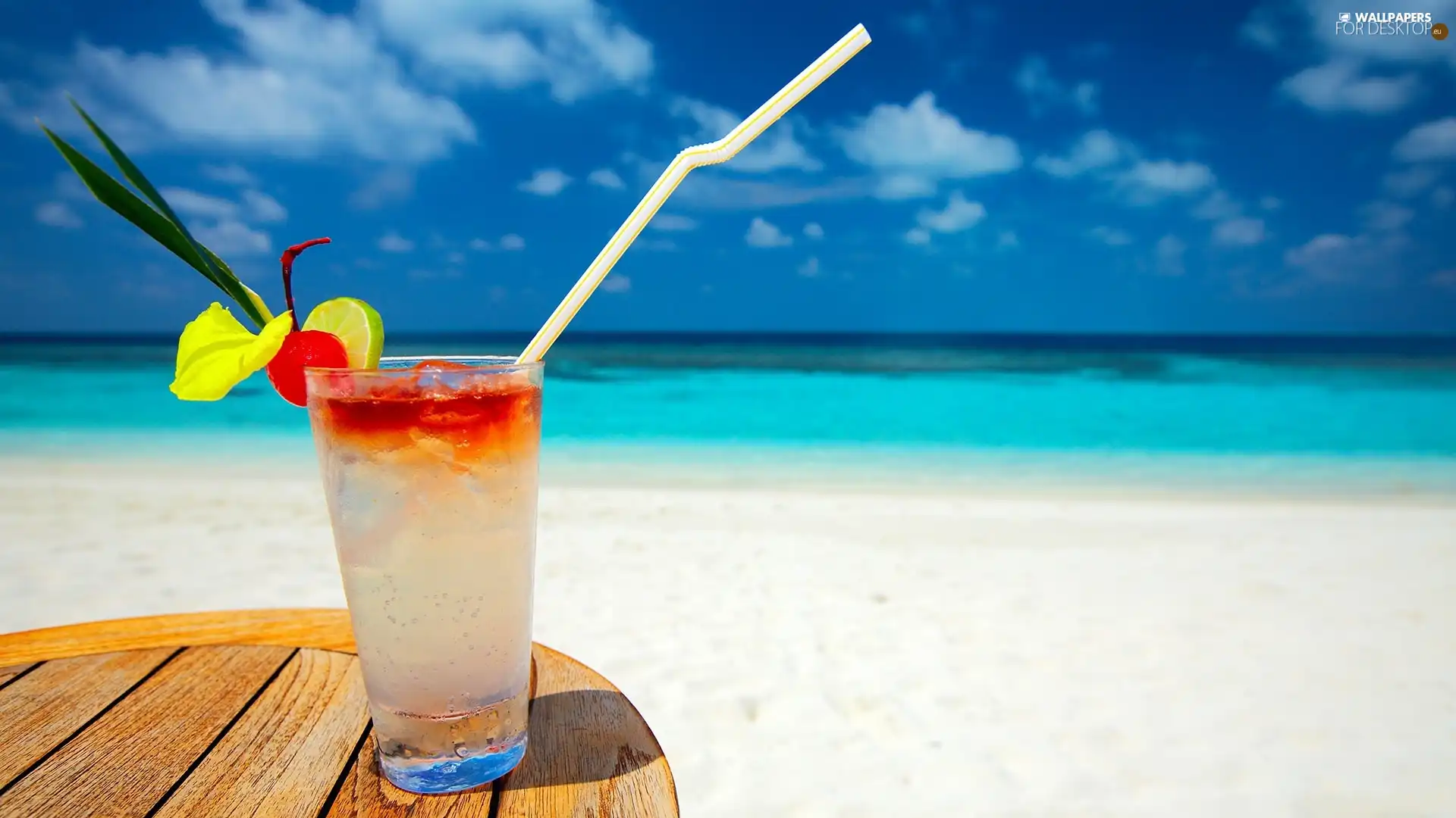 sea, Drink, Straw, table