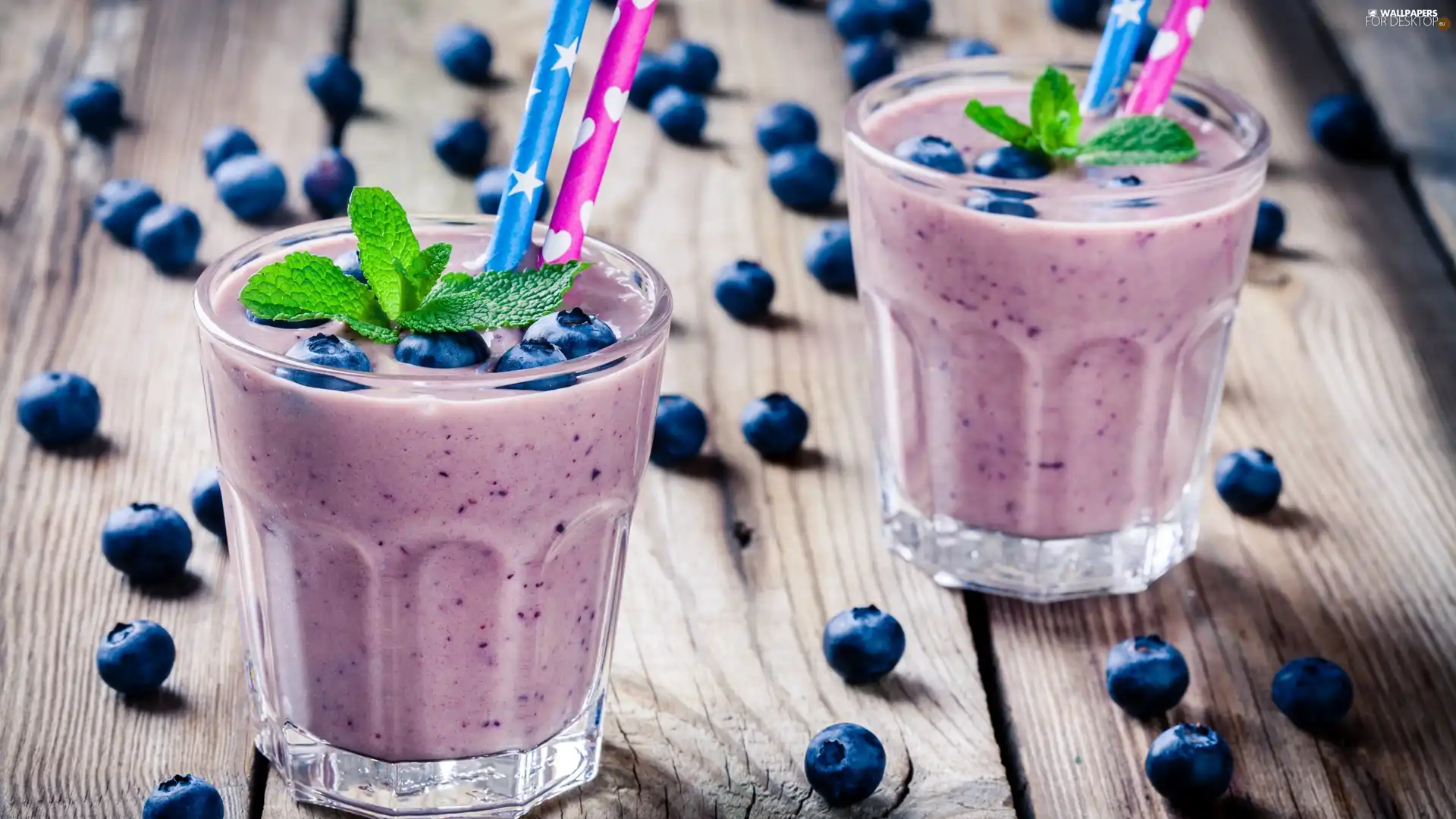 cocktail, Two, straws, boarding, blueberries, Glass