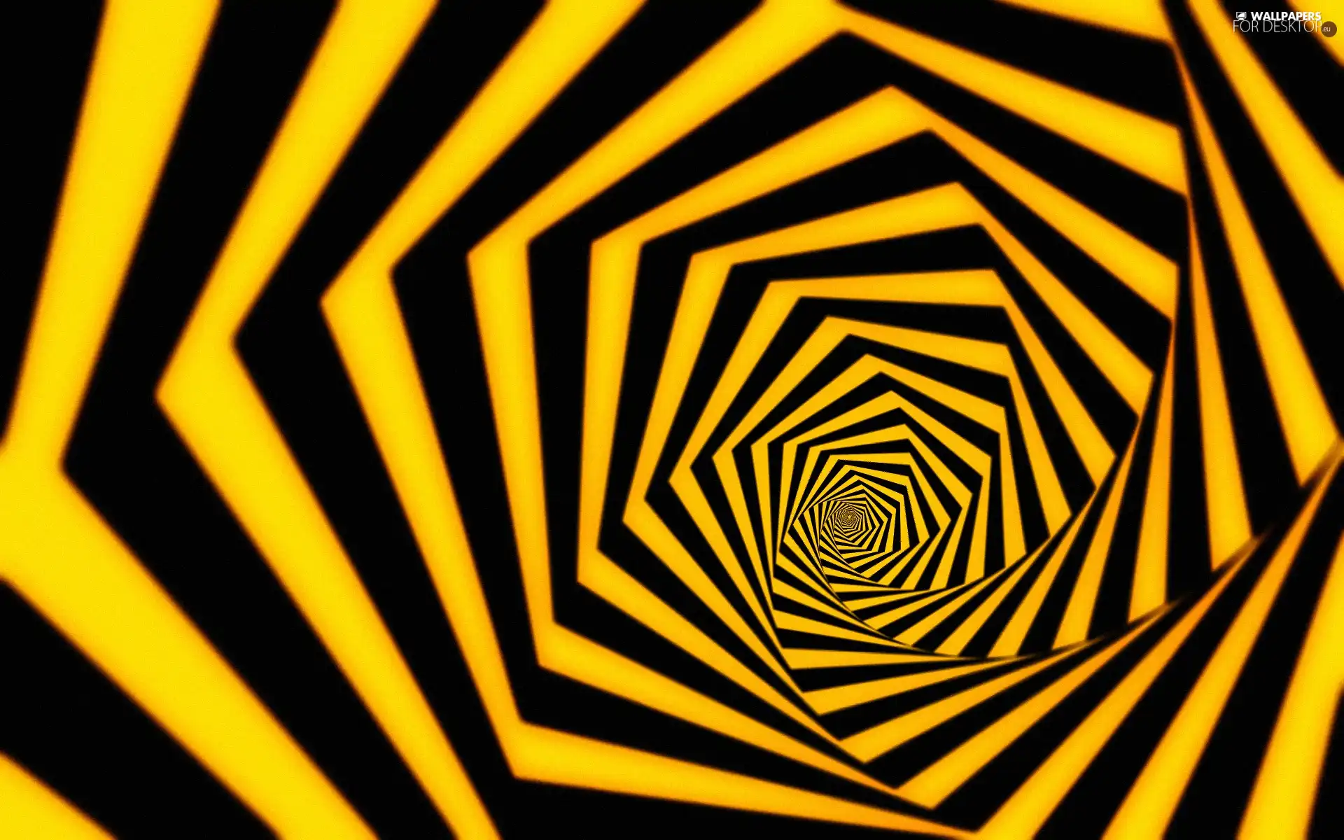 stripes, tunnel, black, Yellow, abstraction