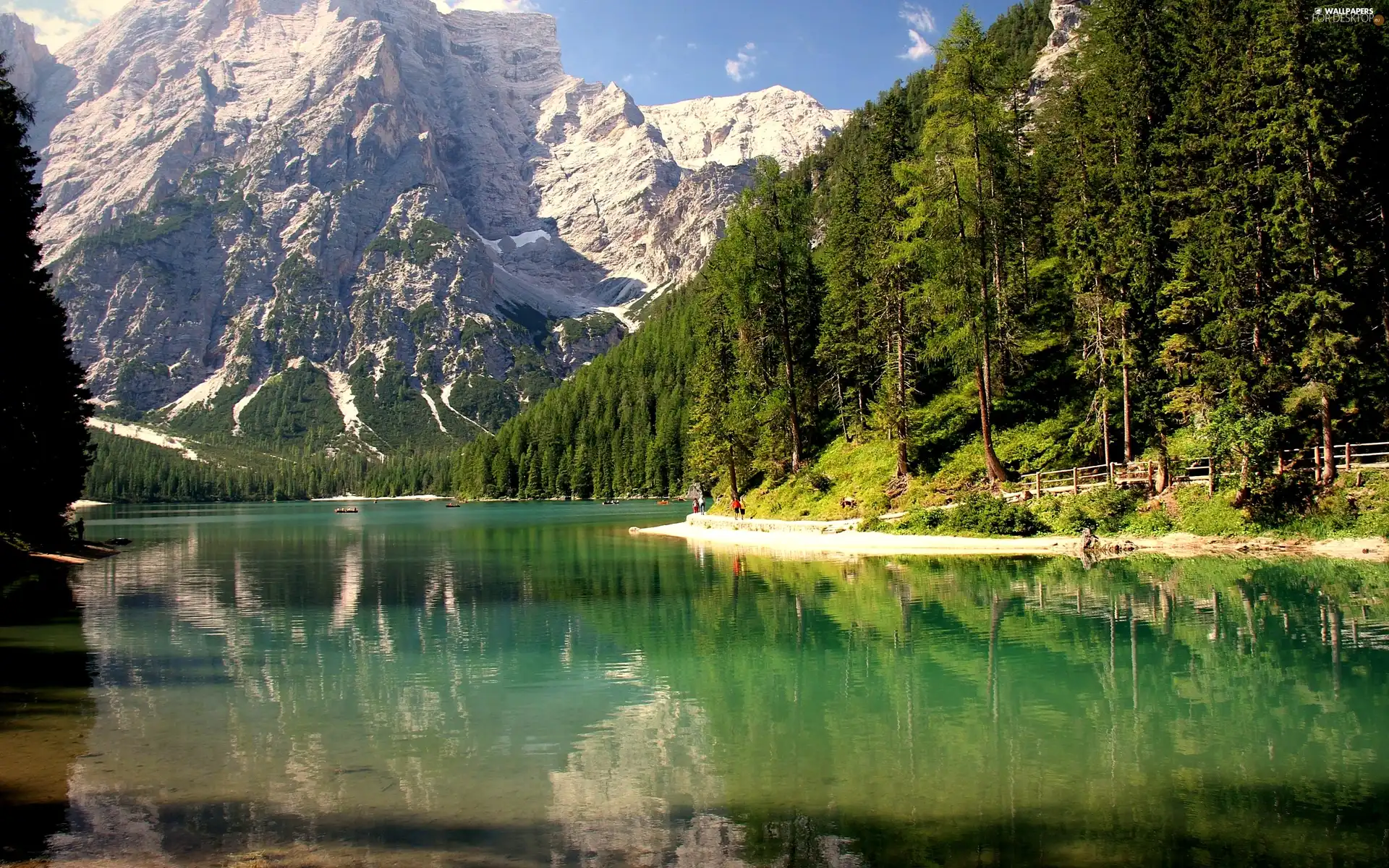 lake, Mountains, summer, forest