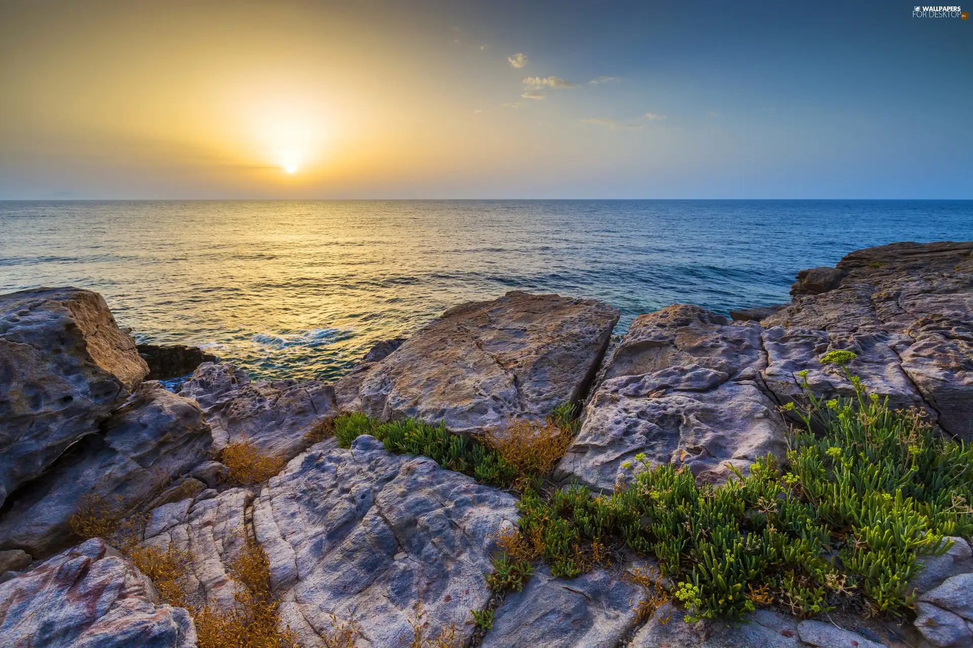 sea, east, sun, rocks