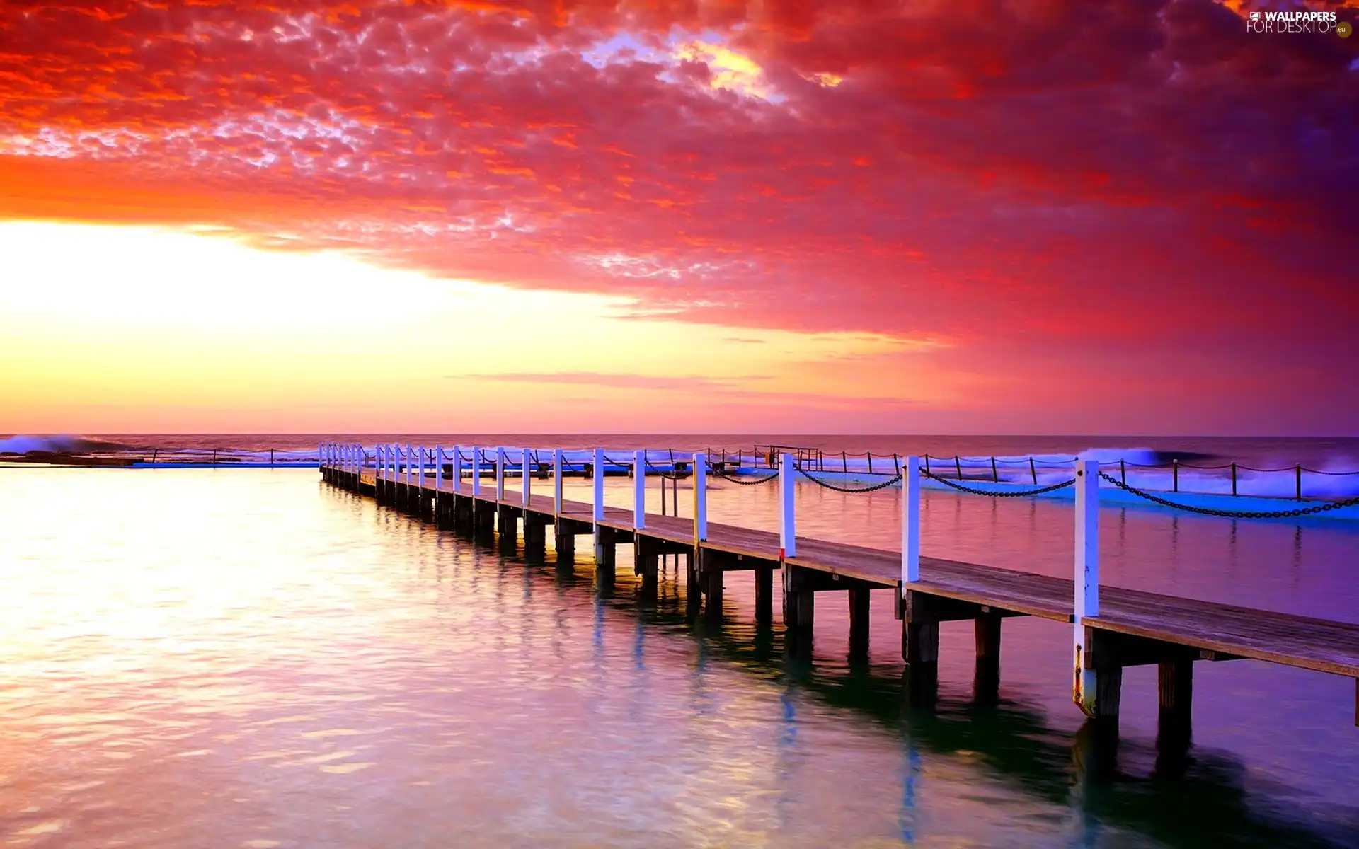 sea, west, sun, Platform