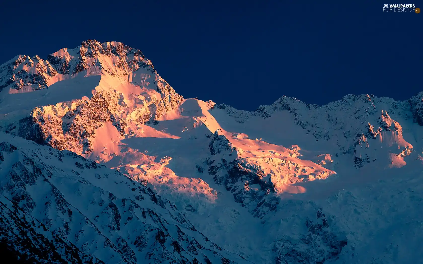 sun, Sky, snow, rays, Mountains