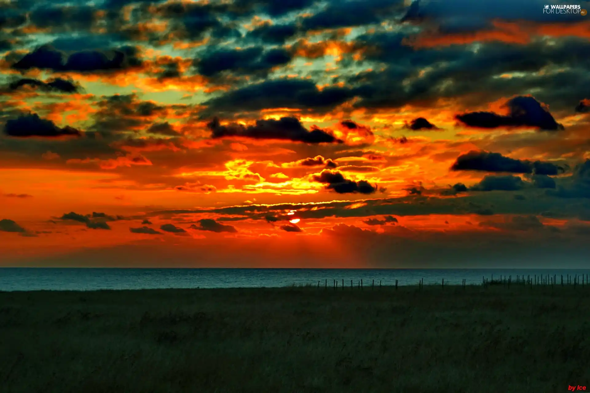 Sky, west, sun, clouds