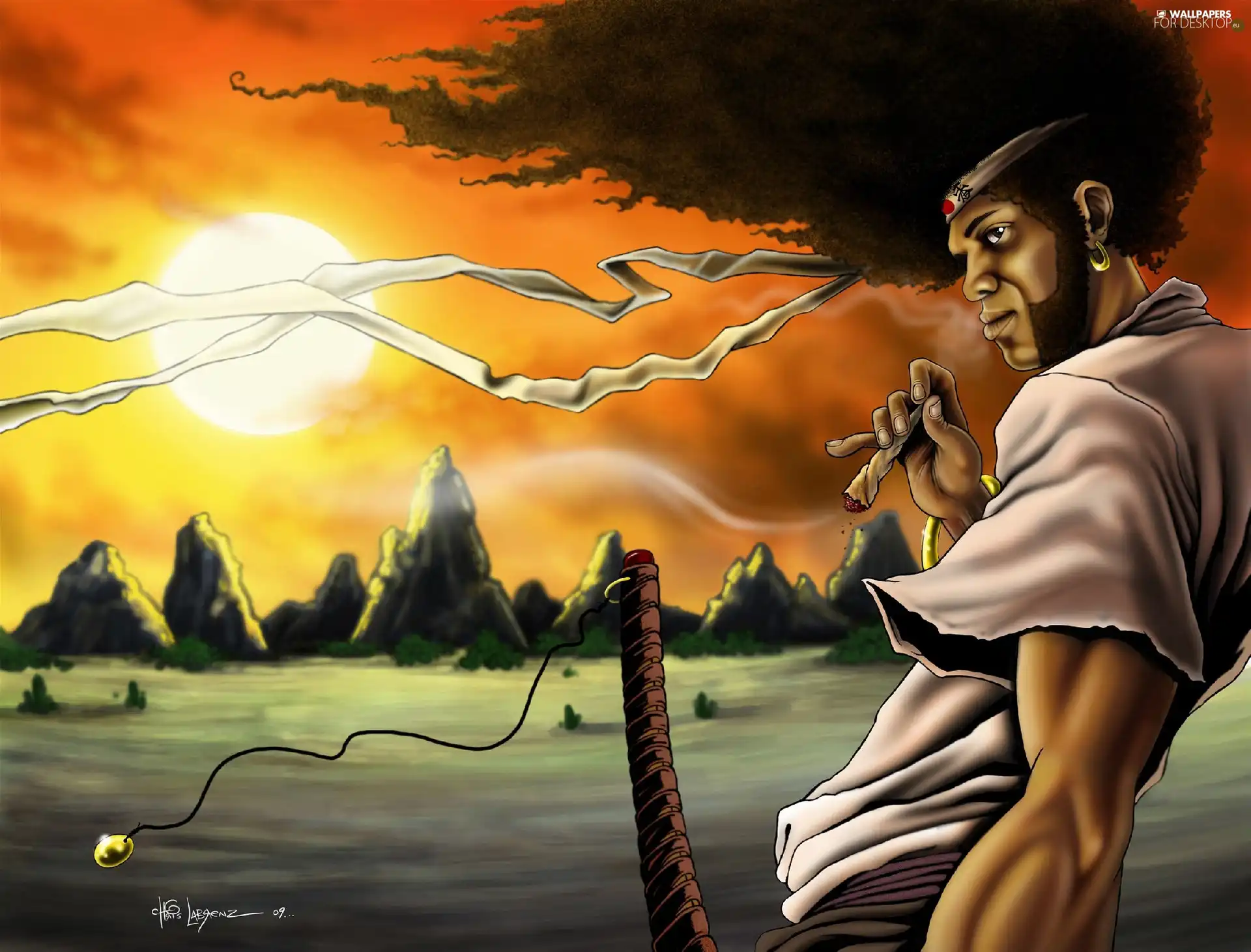 sun, Afrosamurai, west