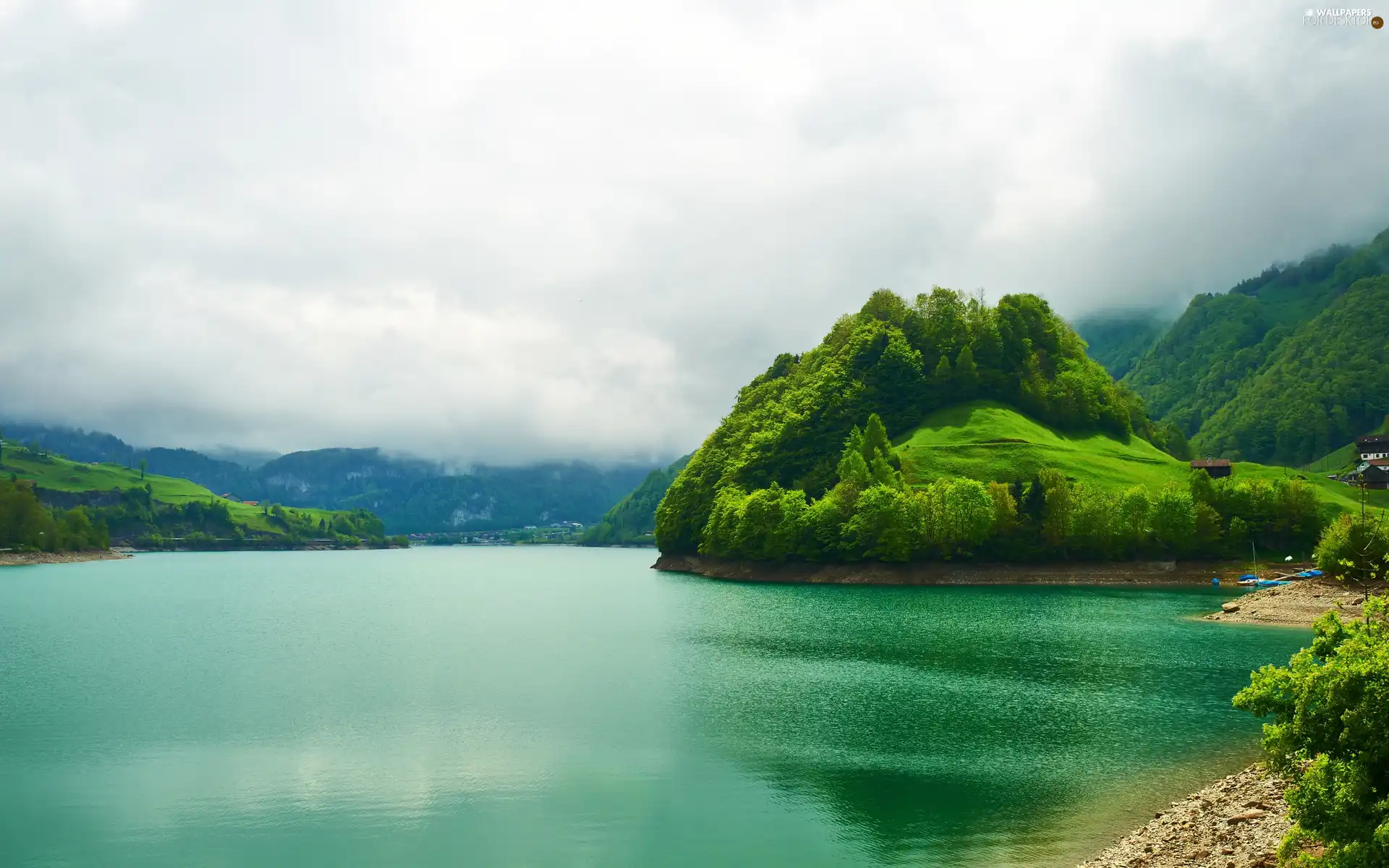 emerald, lake, Switzerland, mountain