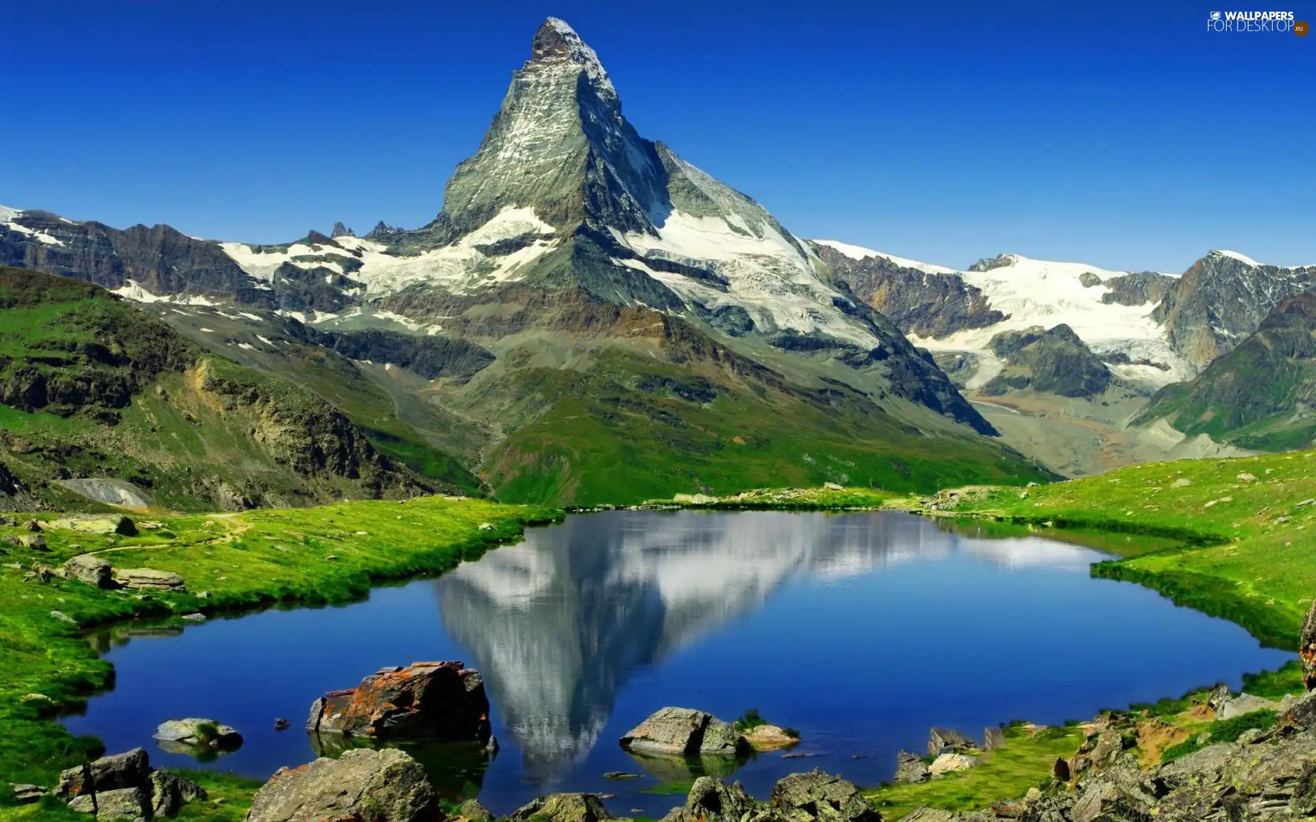 Mountains, Matterhorn, Switzerland, lake