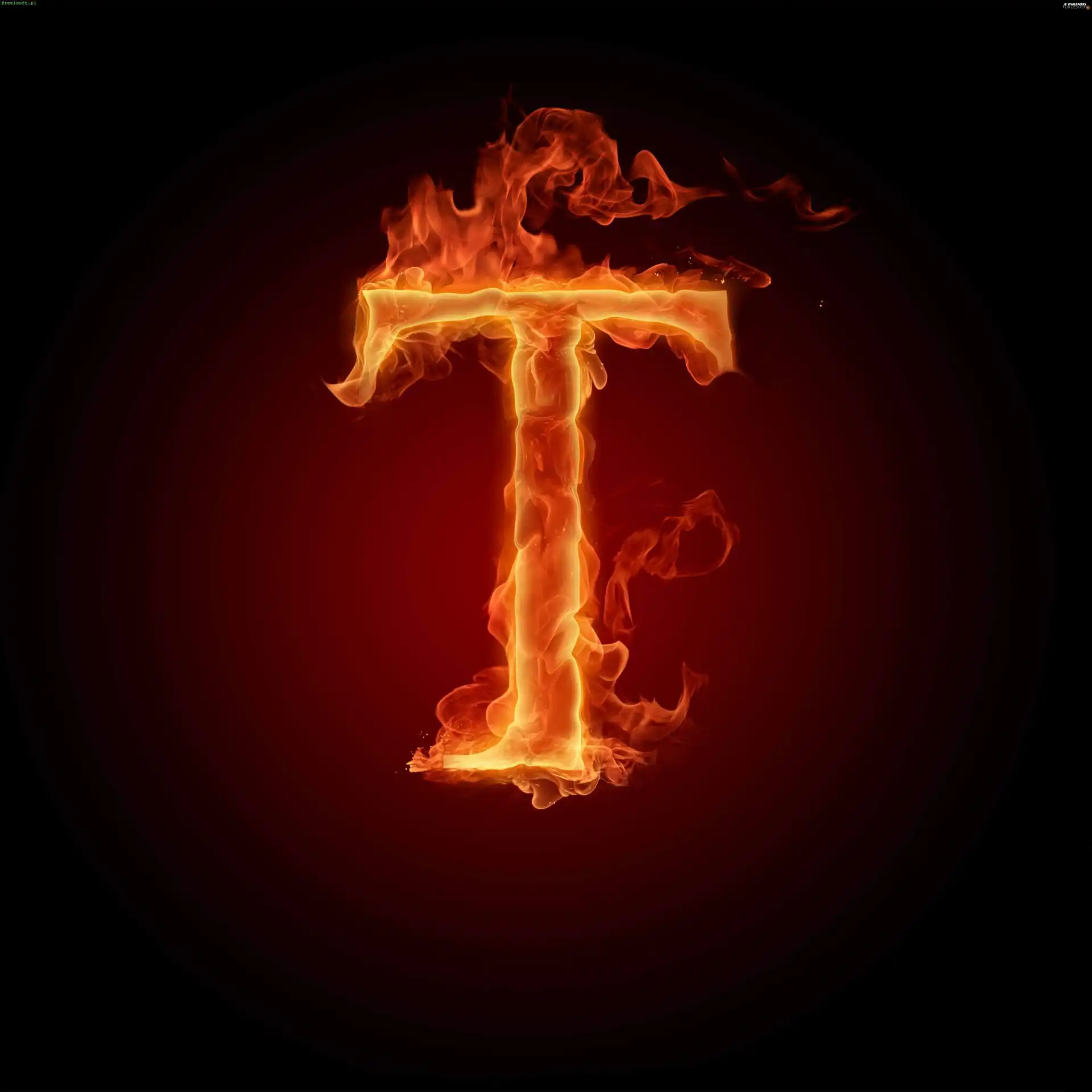 T, Flame, letter