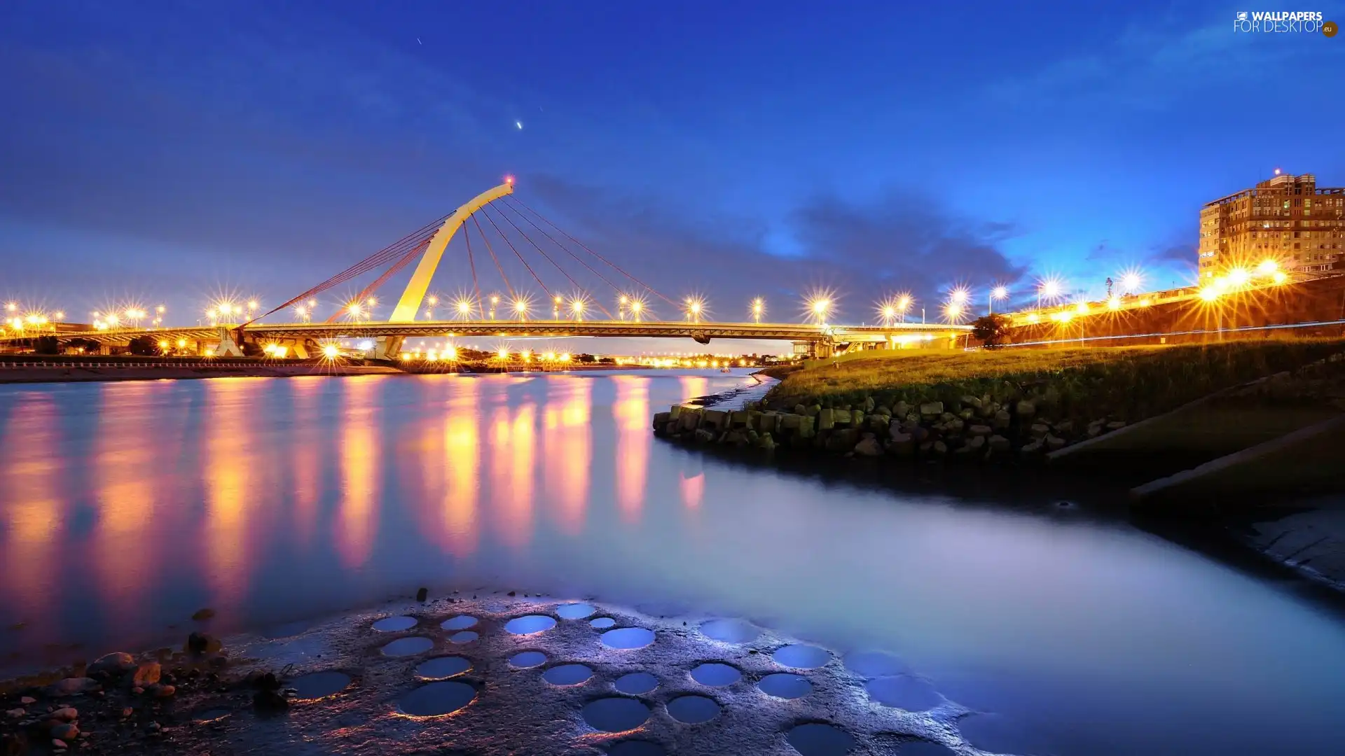 Floodlit, Taipei, Taiwan, bridge