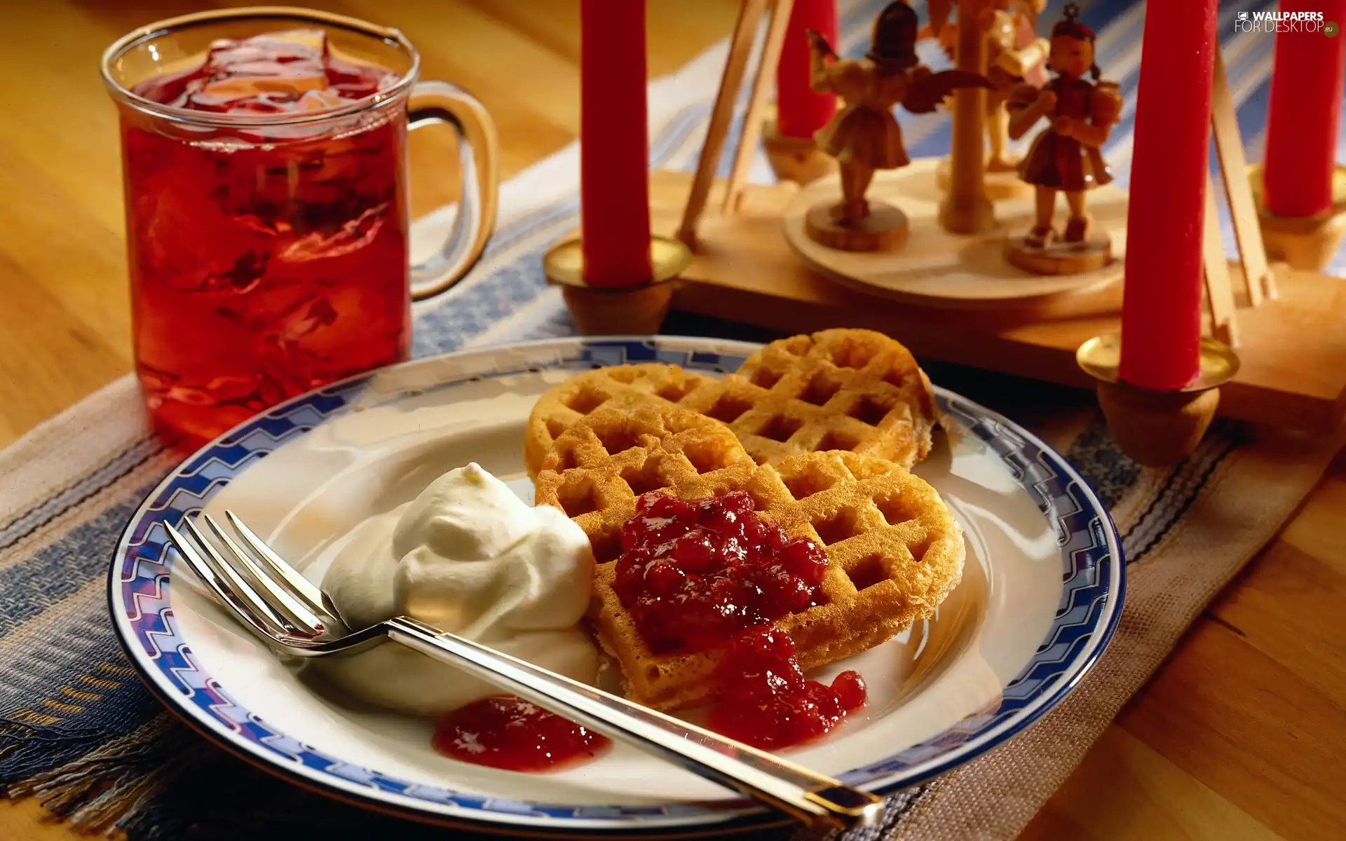 waffles, frozen, tea, Jam