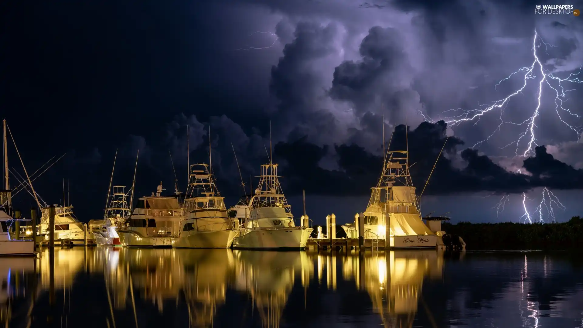 thunderbolt, Night, Yachts