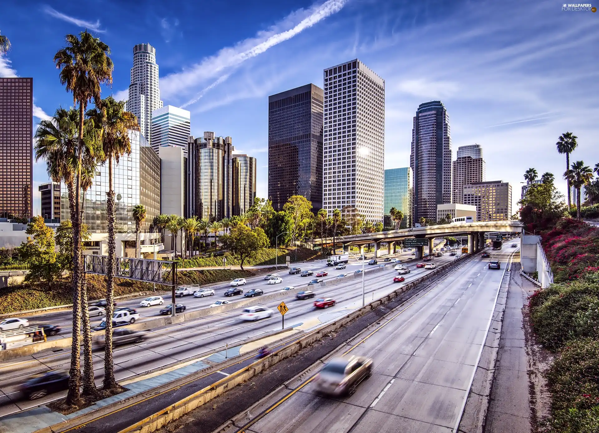 Los Angeles, Street, Town, skyscraper