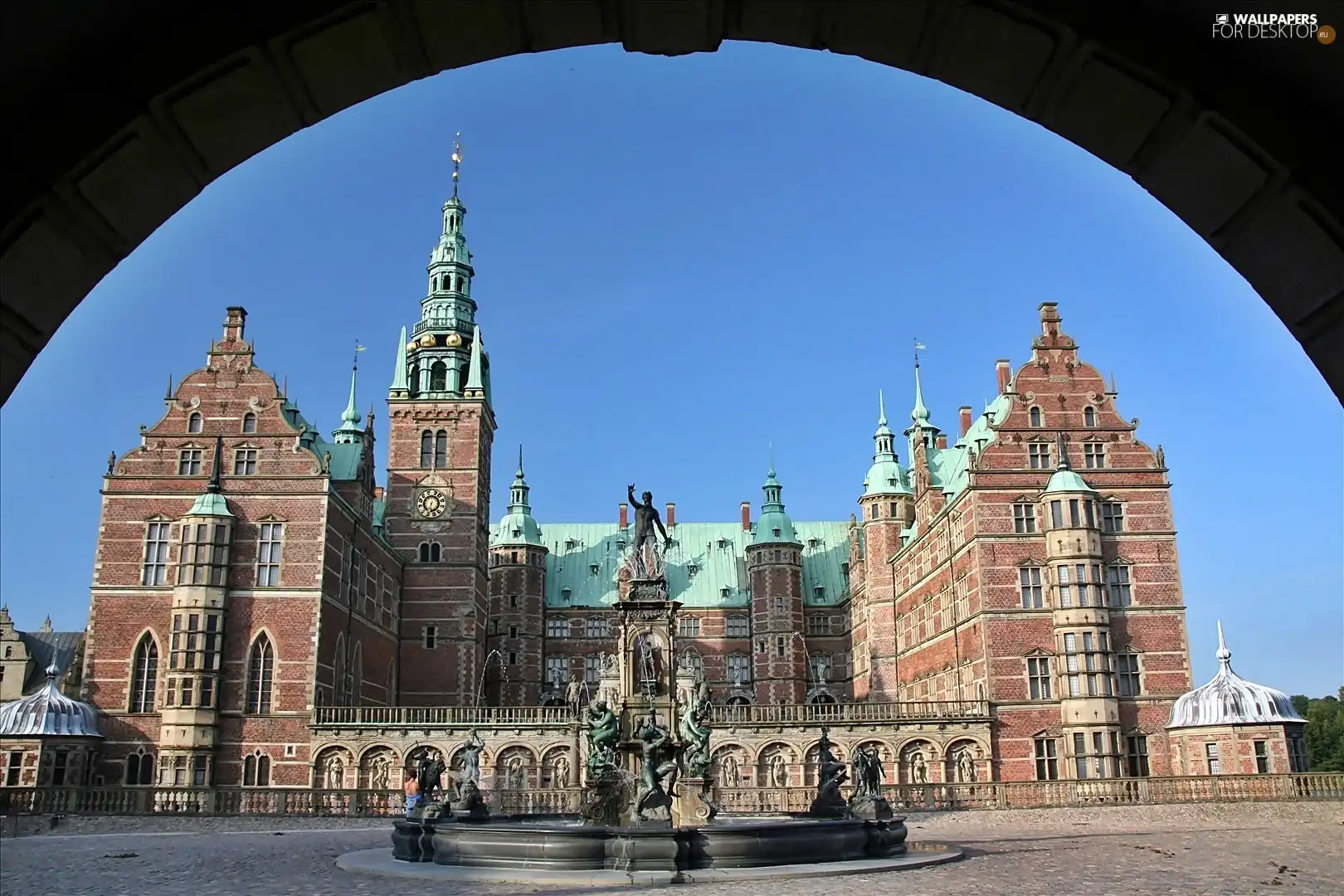 Town, Hillerod, Frederiksborg, fountain, Castle