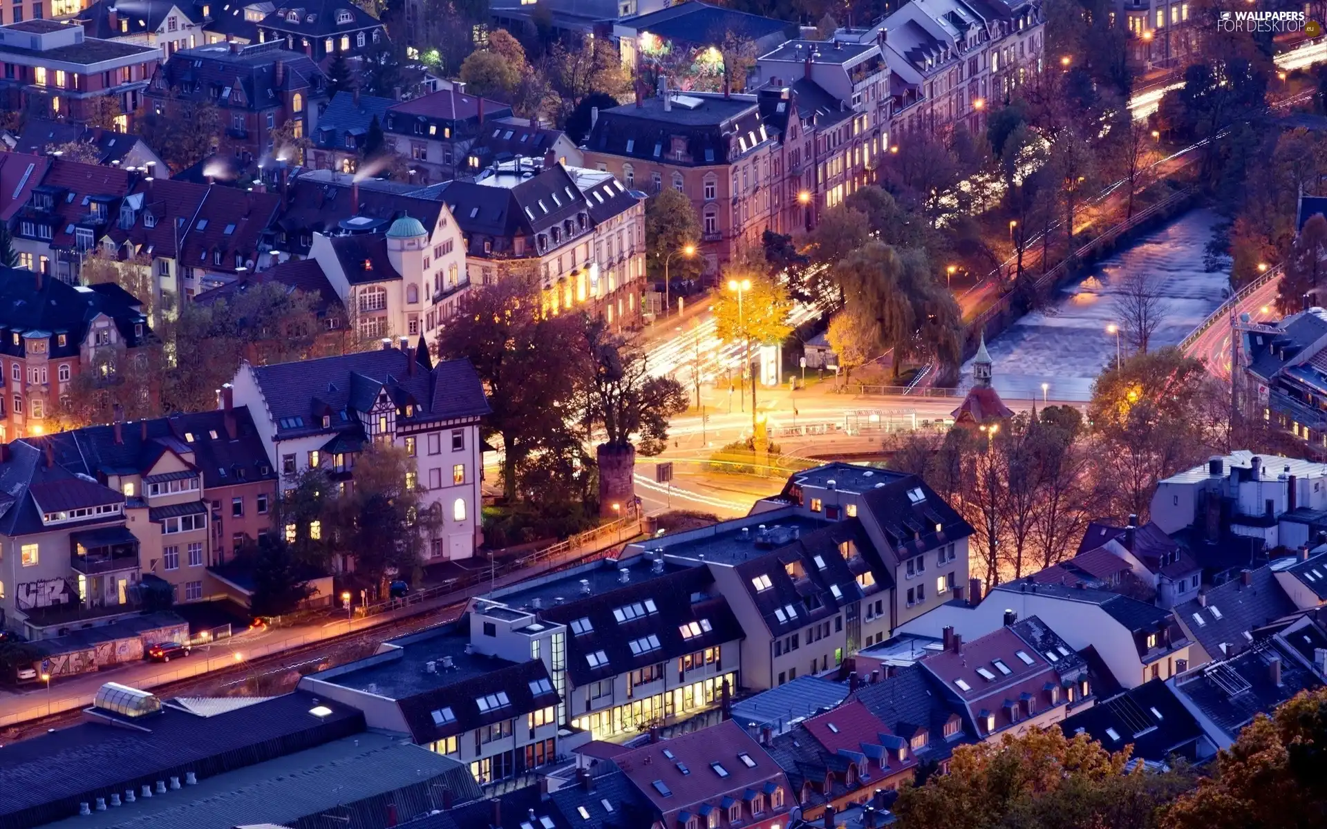 town, night, Germany, panorama, Baden