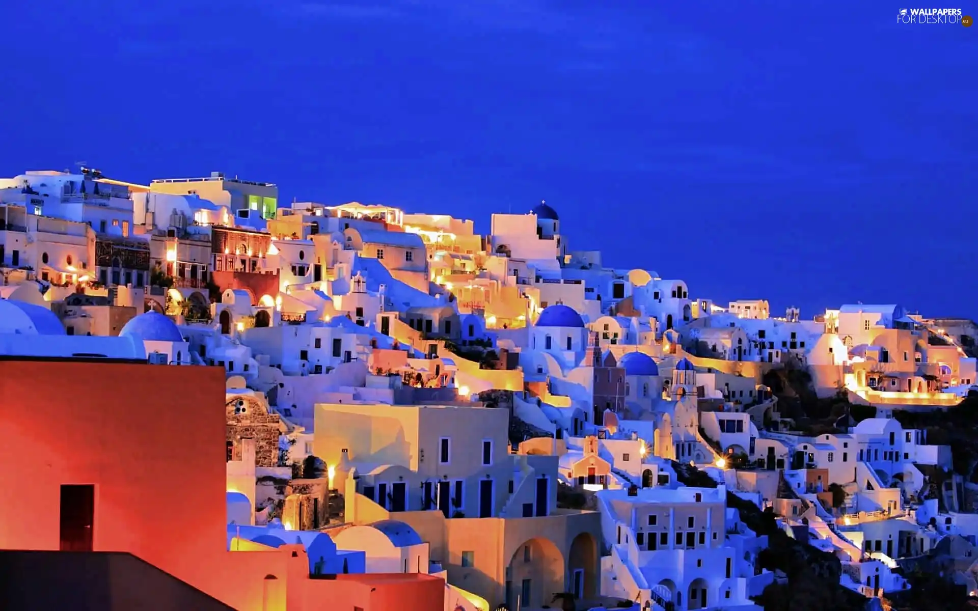 santorini, Greece, nigh, Panorama of City, Houses