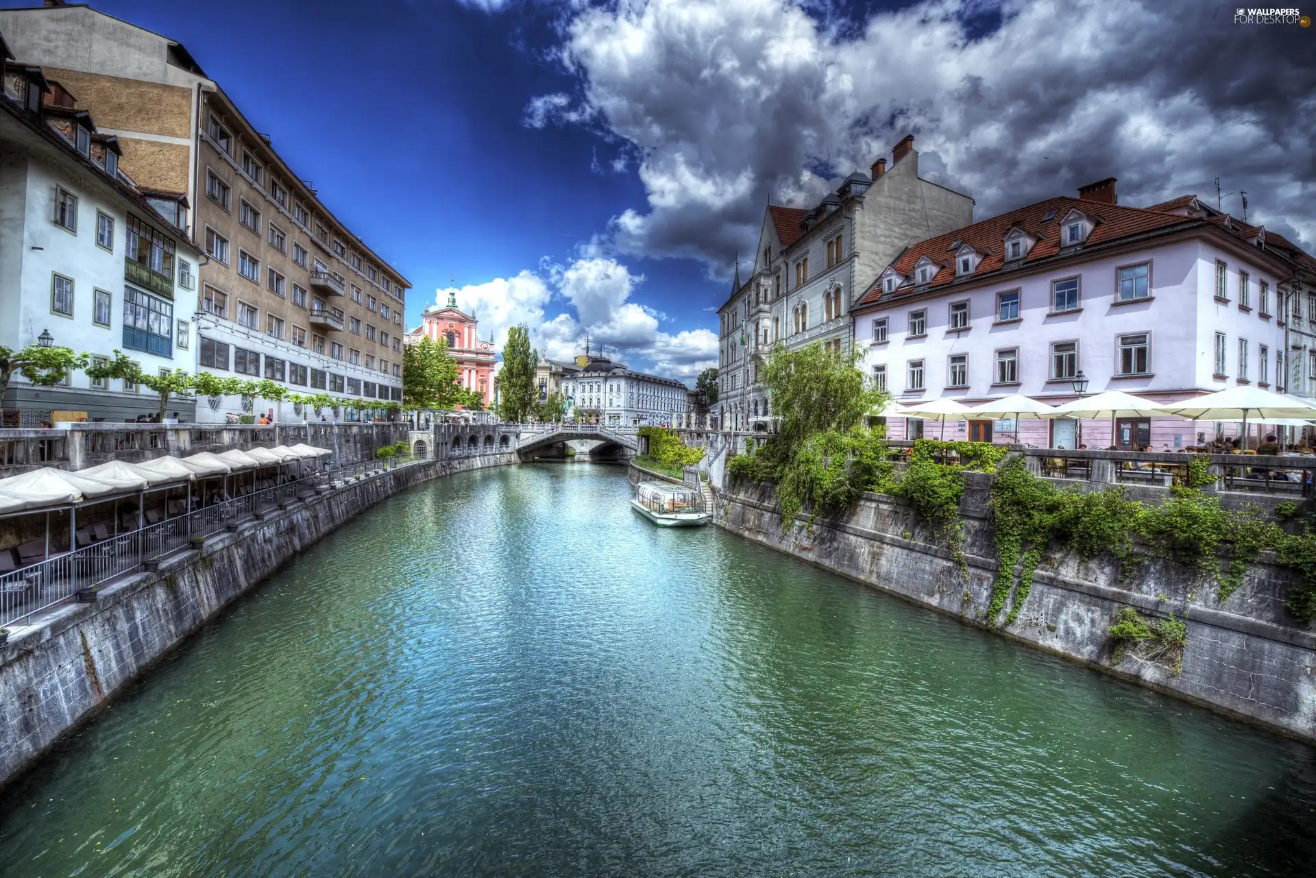 Slovenia, canal, Town, Ljubljana