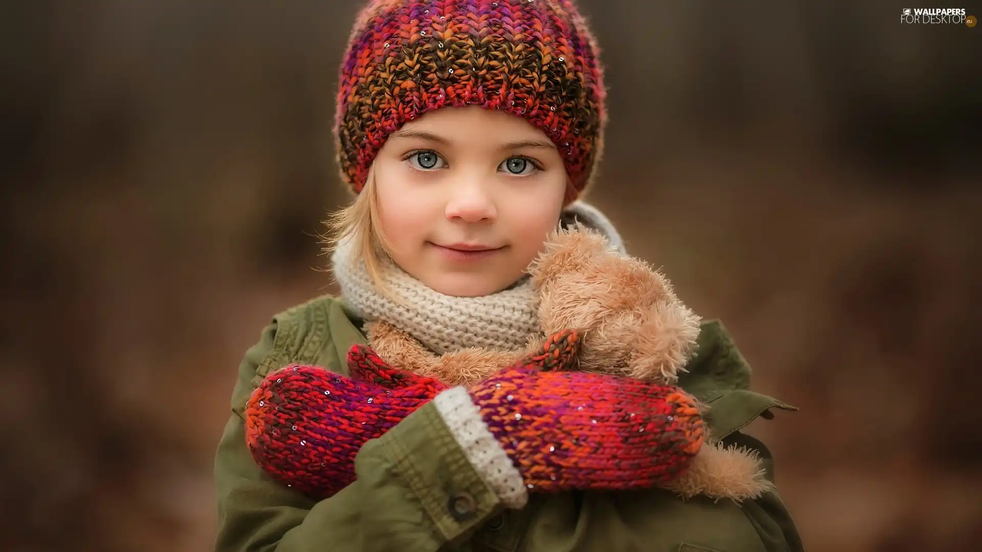 toy, teddy bear, Hat, Gloves, girl