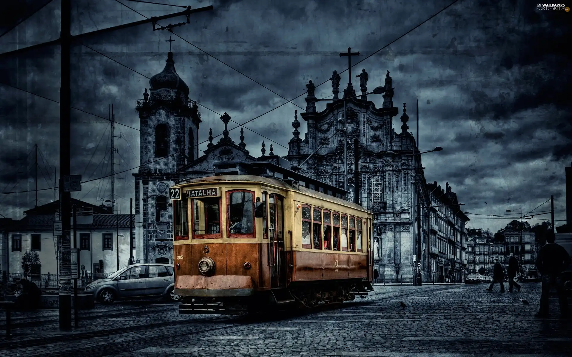 old, antique, tram, Town