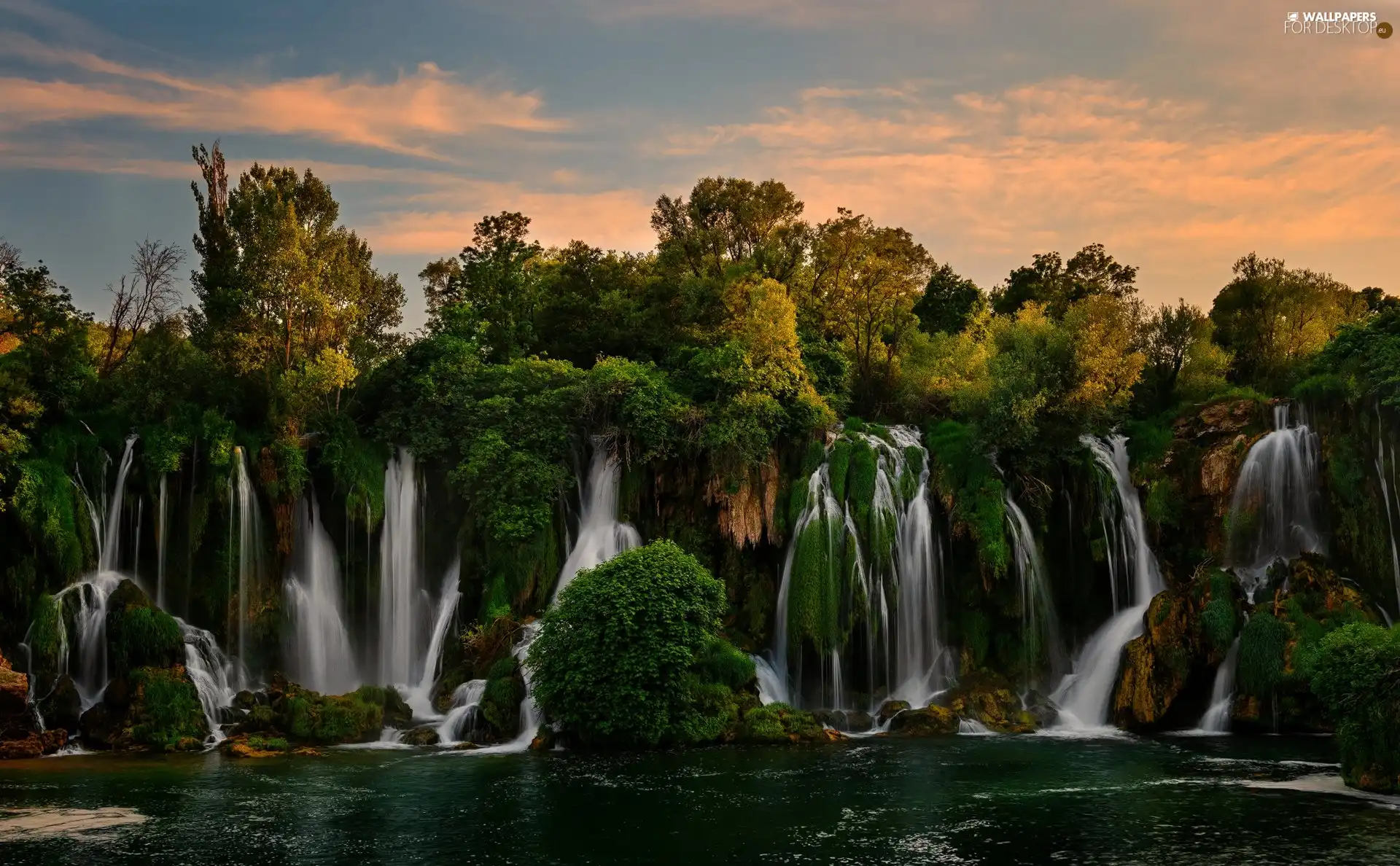 trees, Kravica Waterfalls, VEGETATION, Bosnia and Herzegovina, viewes, River