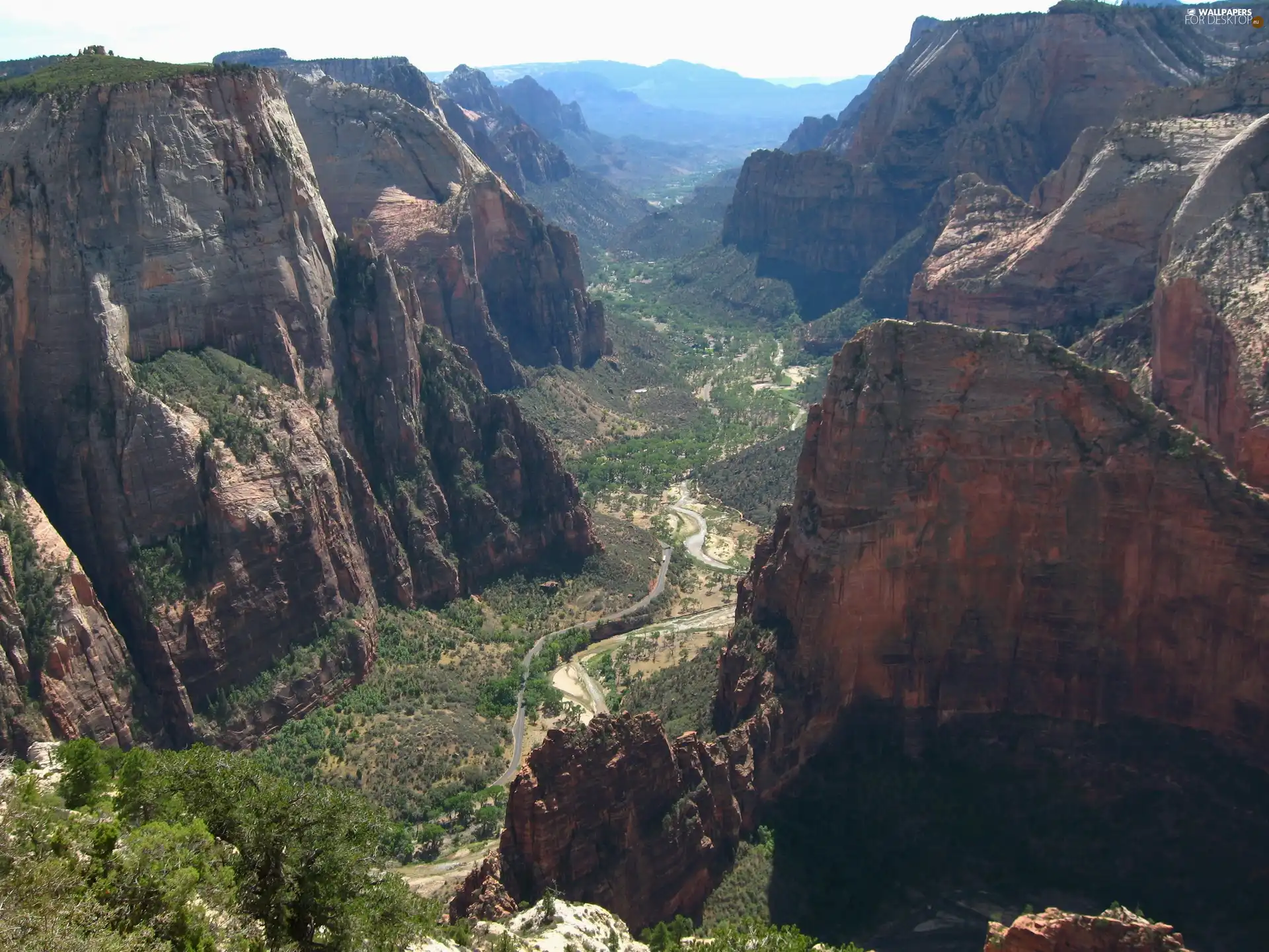 Mountains, canyon, trees, viewes, roads, Rocky