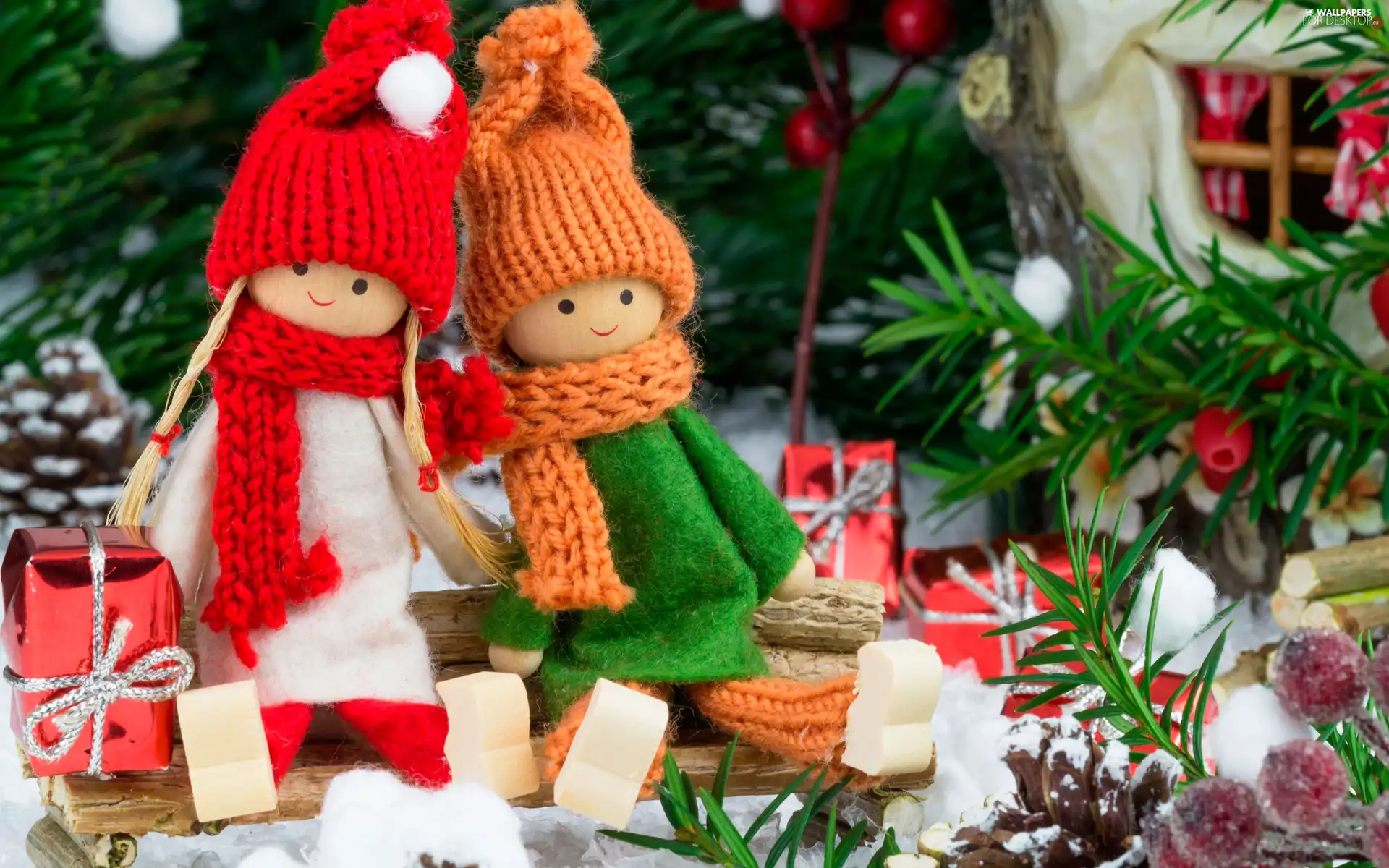 Scarves, humans, Twigs, Swierk, gifts, caps