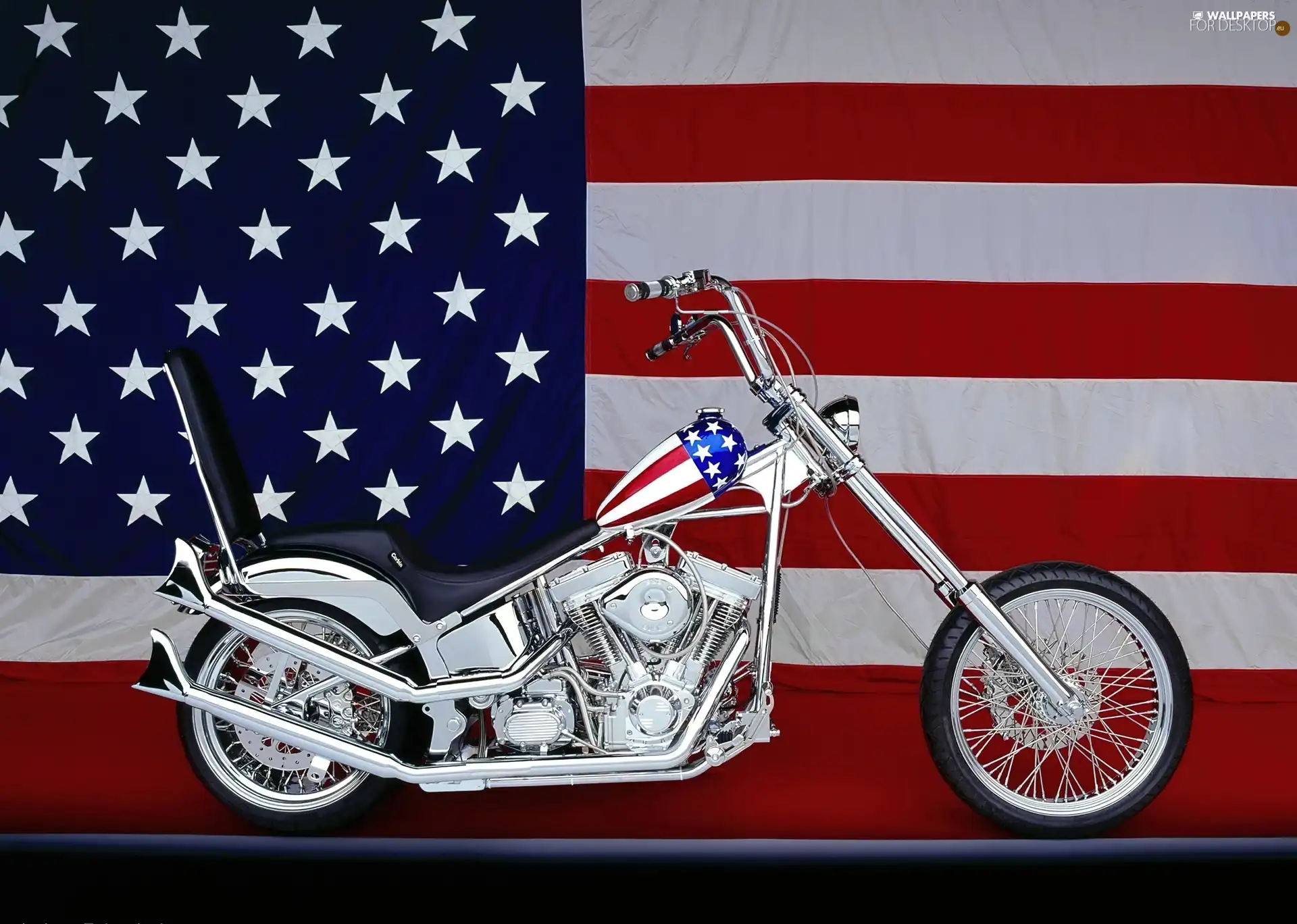 silver, flag, USA, motor-bike