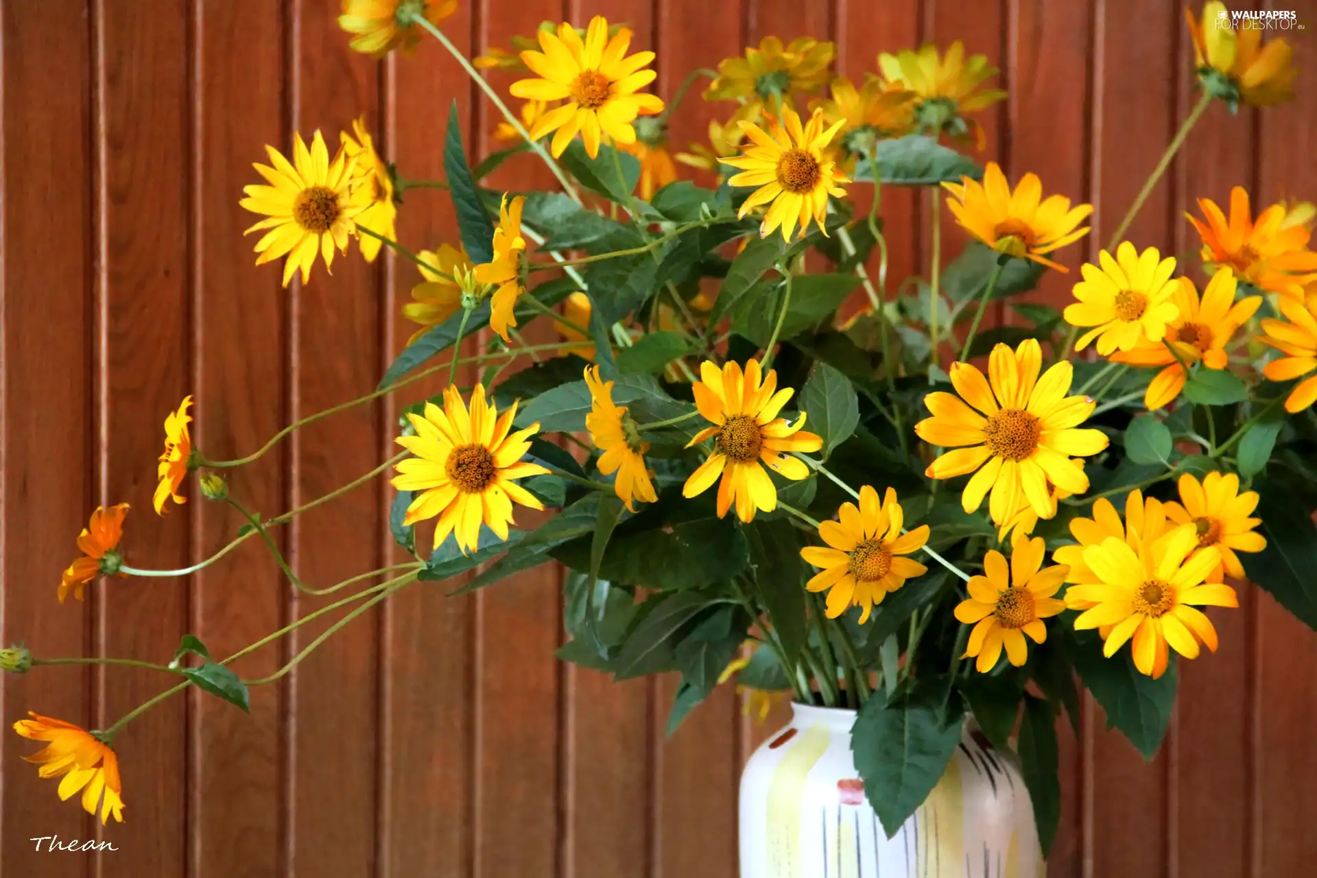 bouquet, flowers, Vase, yellow