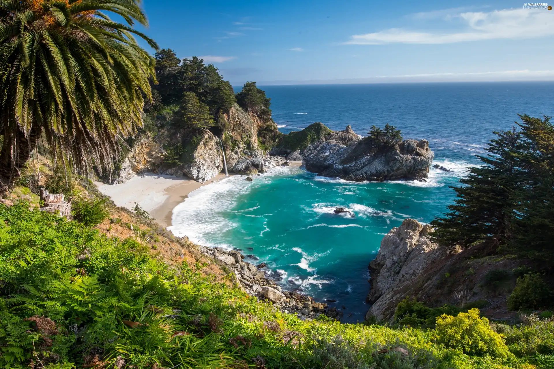 sea, Gulf, VEGETATION, rocks