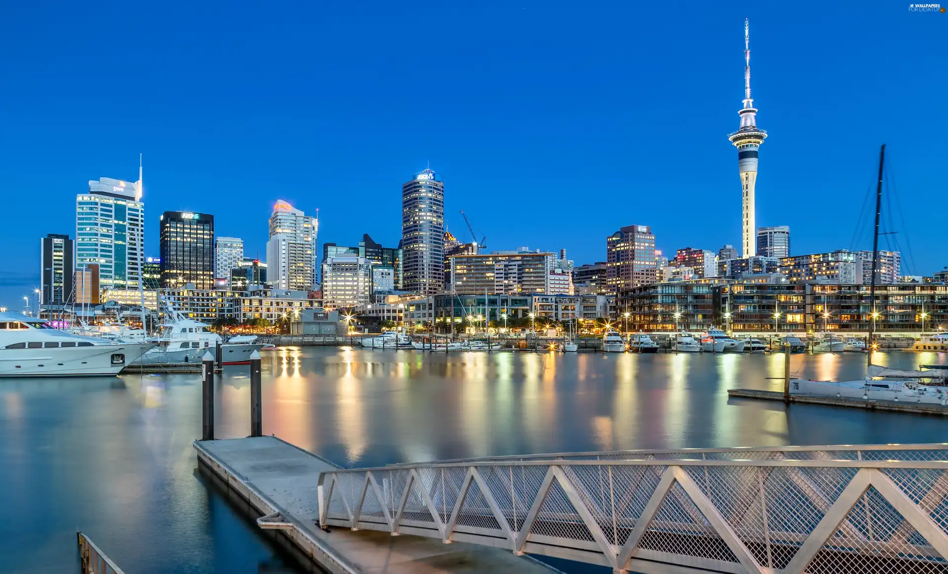 New Zeland, Platform, vessels, skyscraper