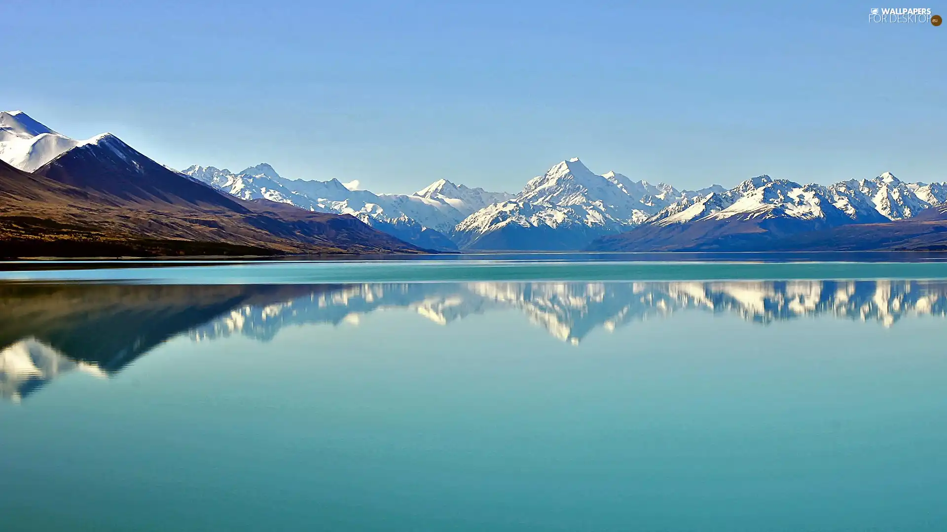 Mountains, tile, View, water