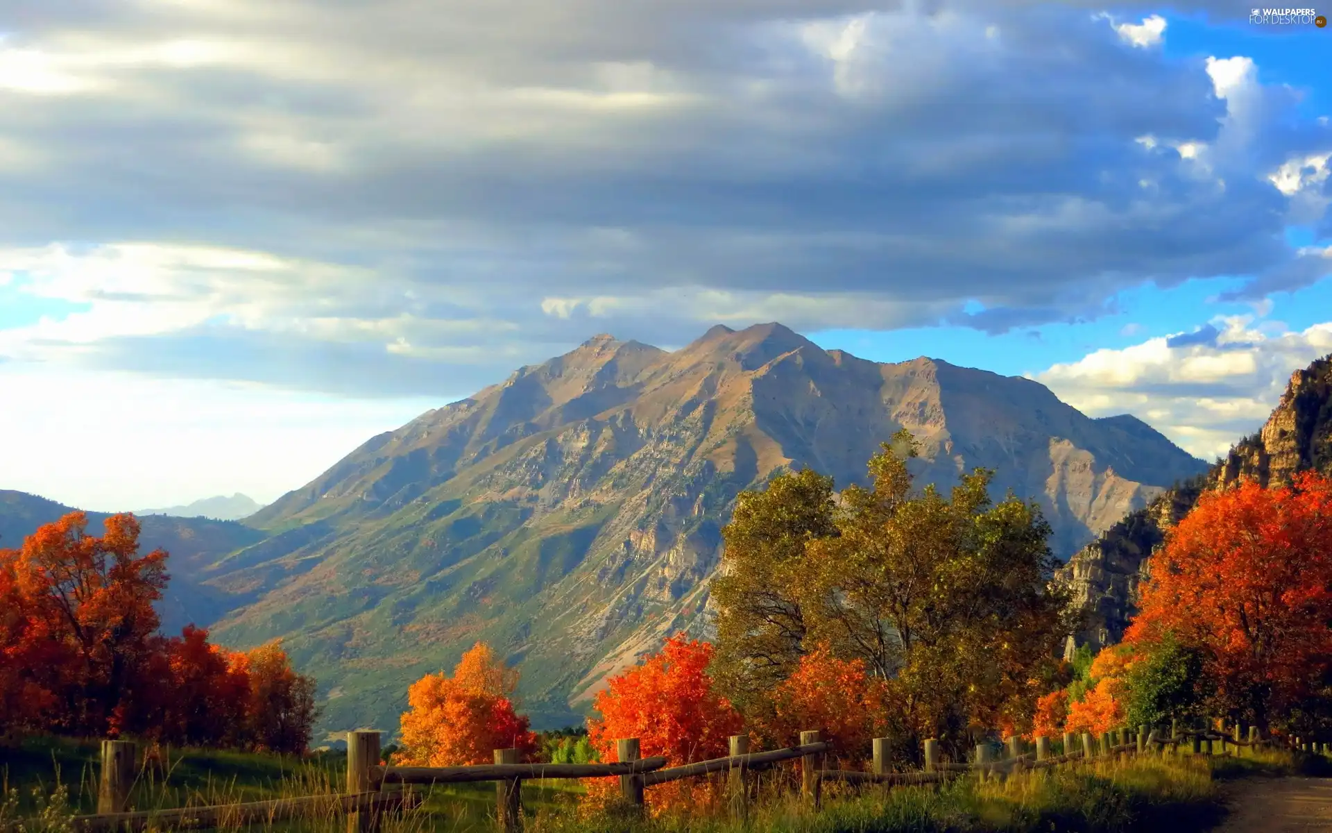 Way Rocky Viewes Autumn Trees Mountains For Desktop Wallpapers