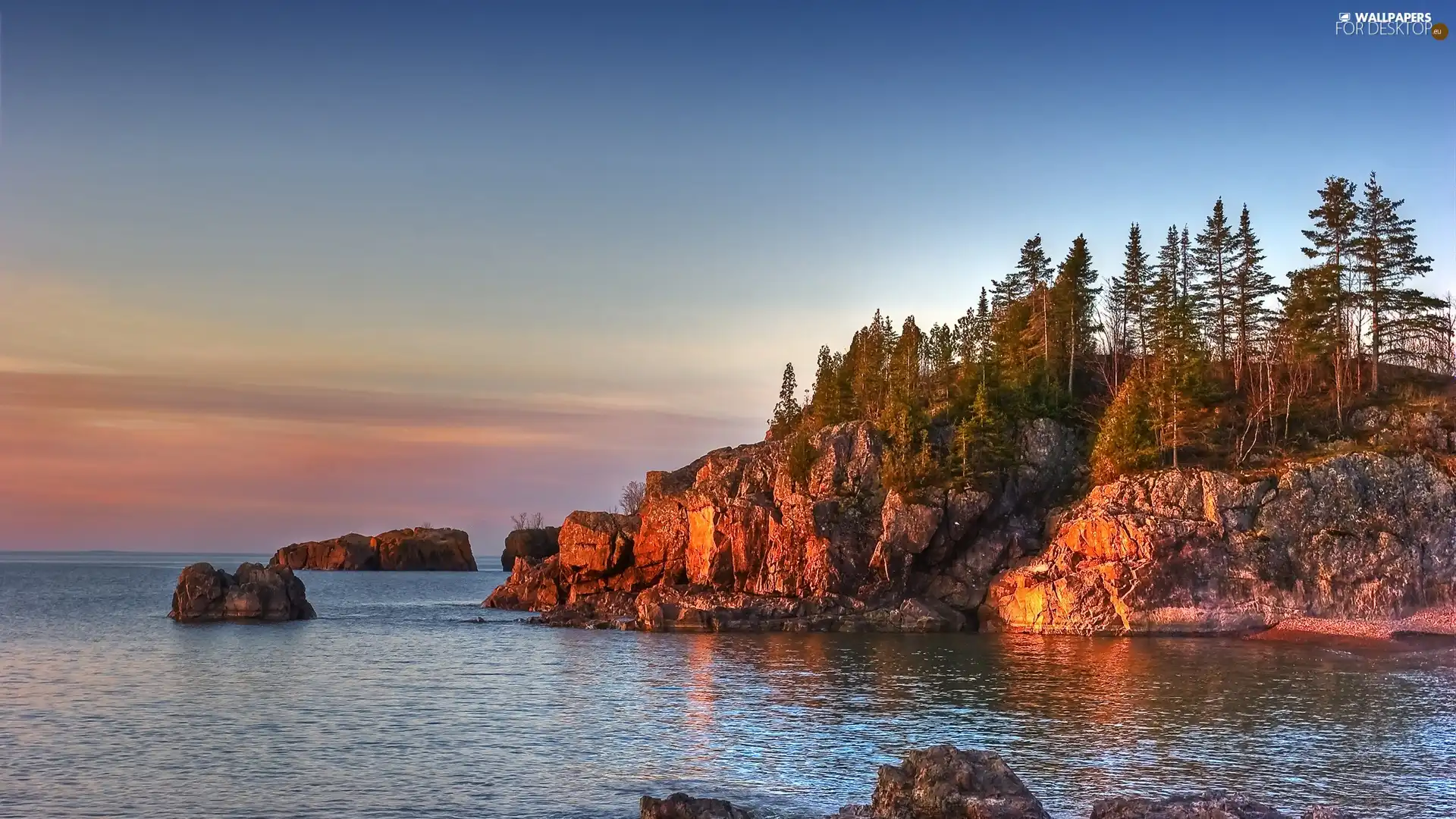 Cliffs, trees, viewes, sea