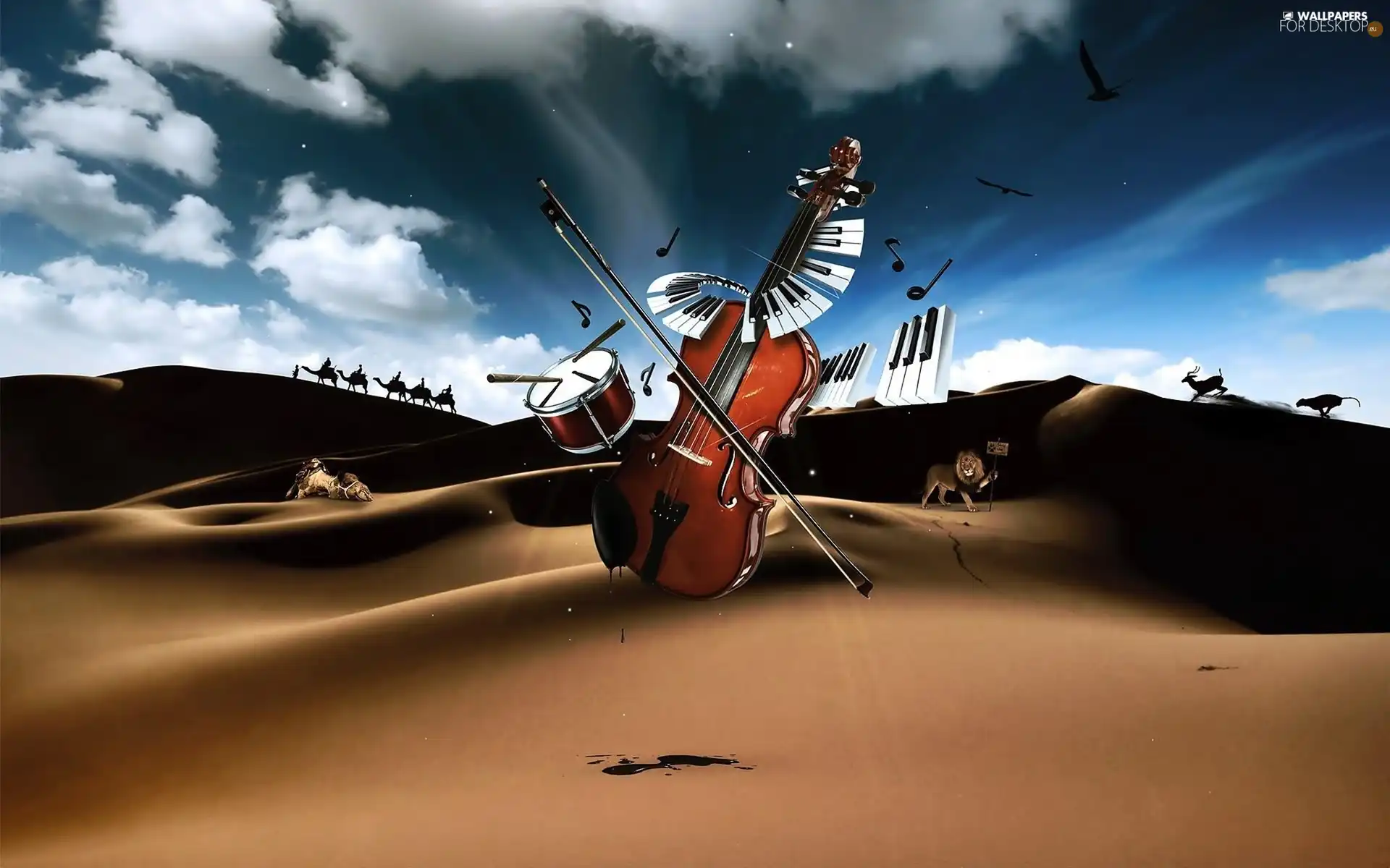 violin, keys, music