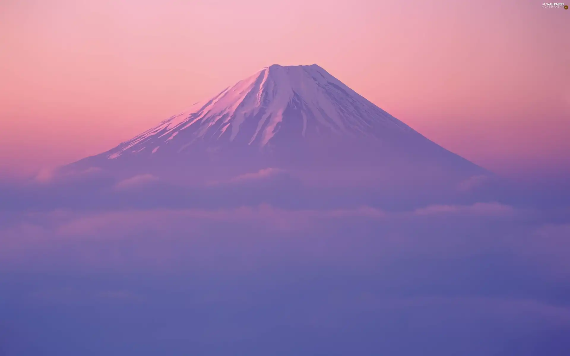 volcano, mount, Fog