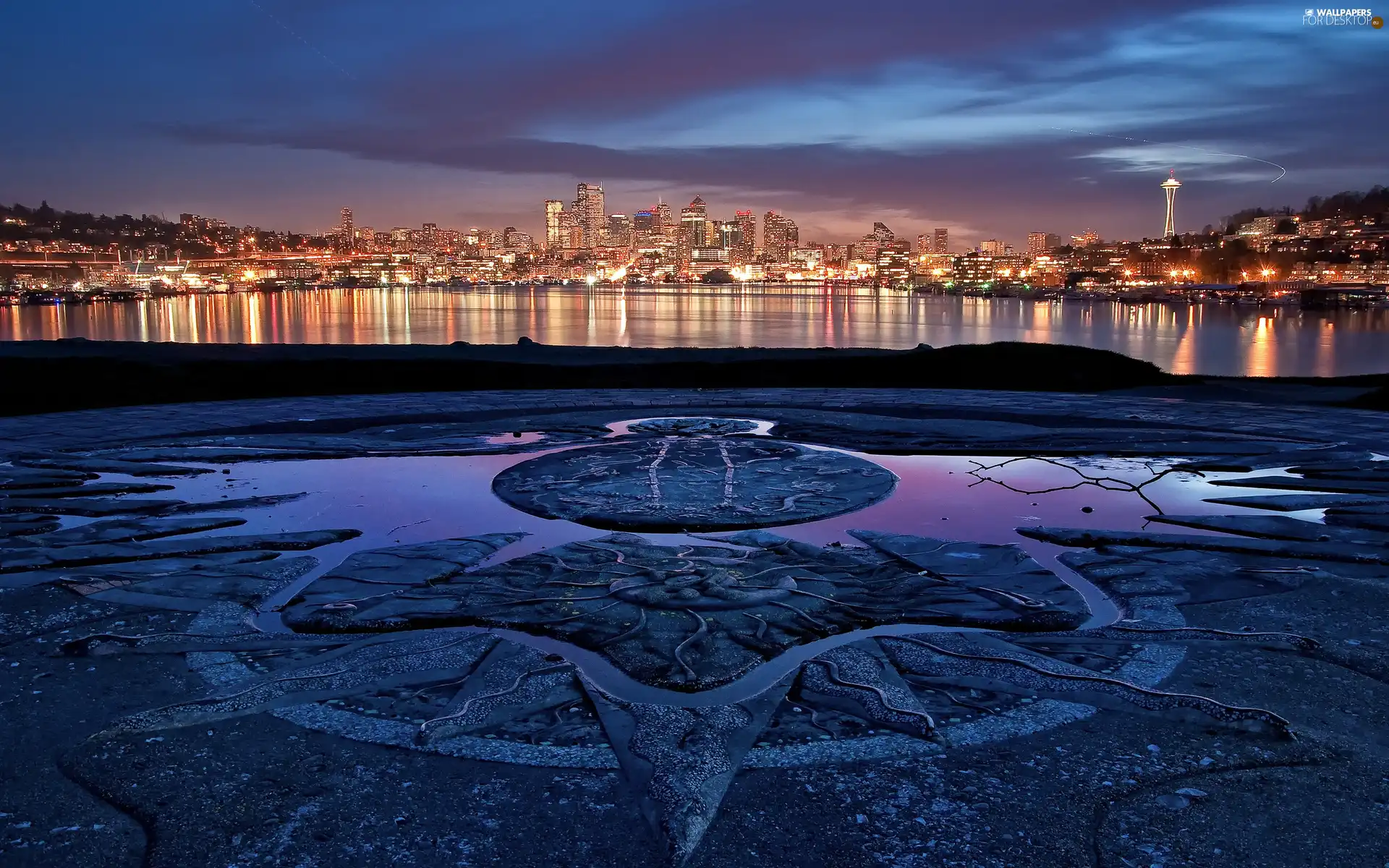 panorama, starfish, water, town