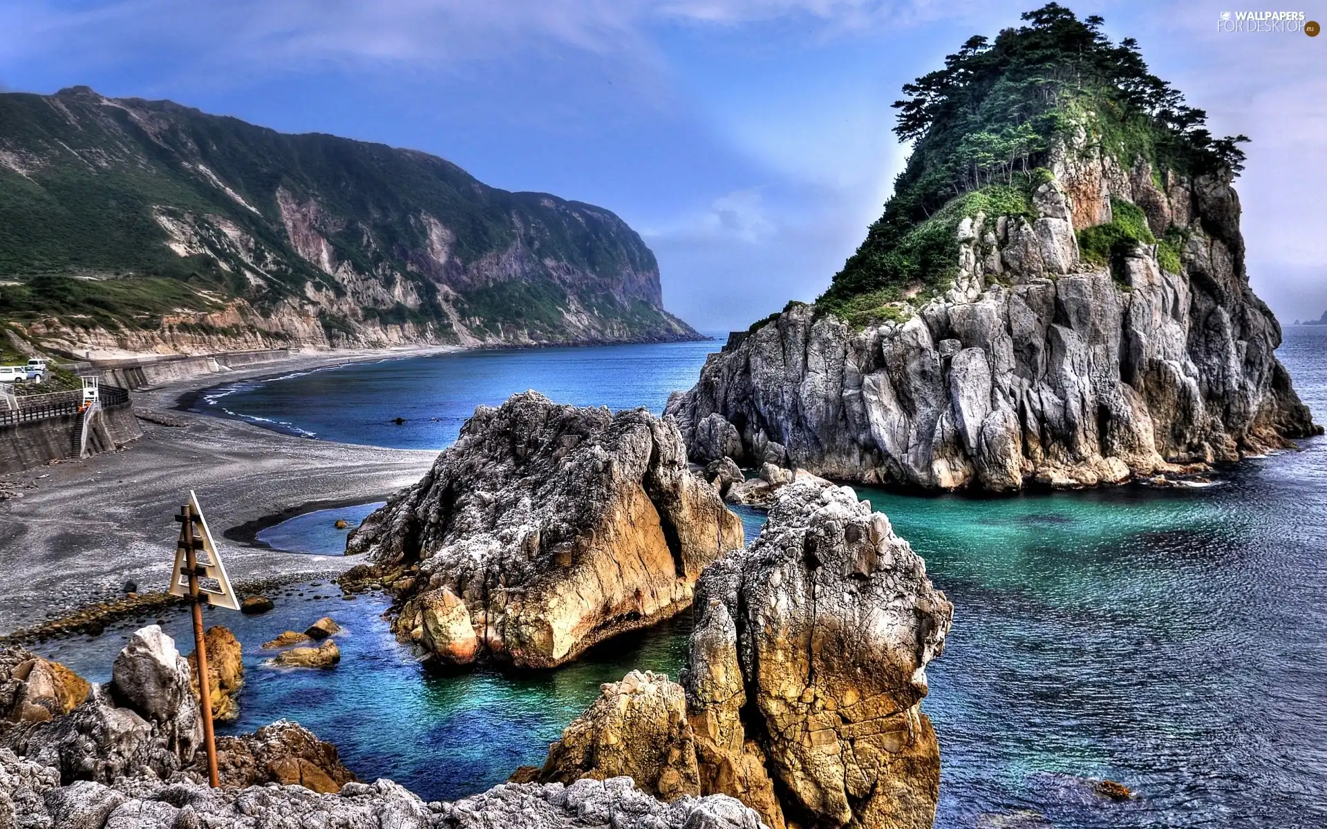 water, Mountains, rocks