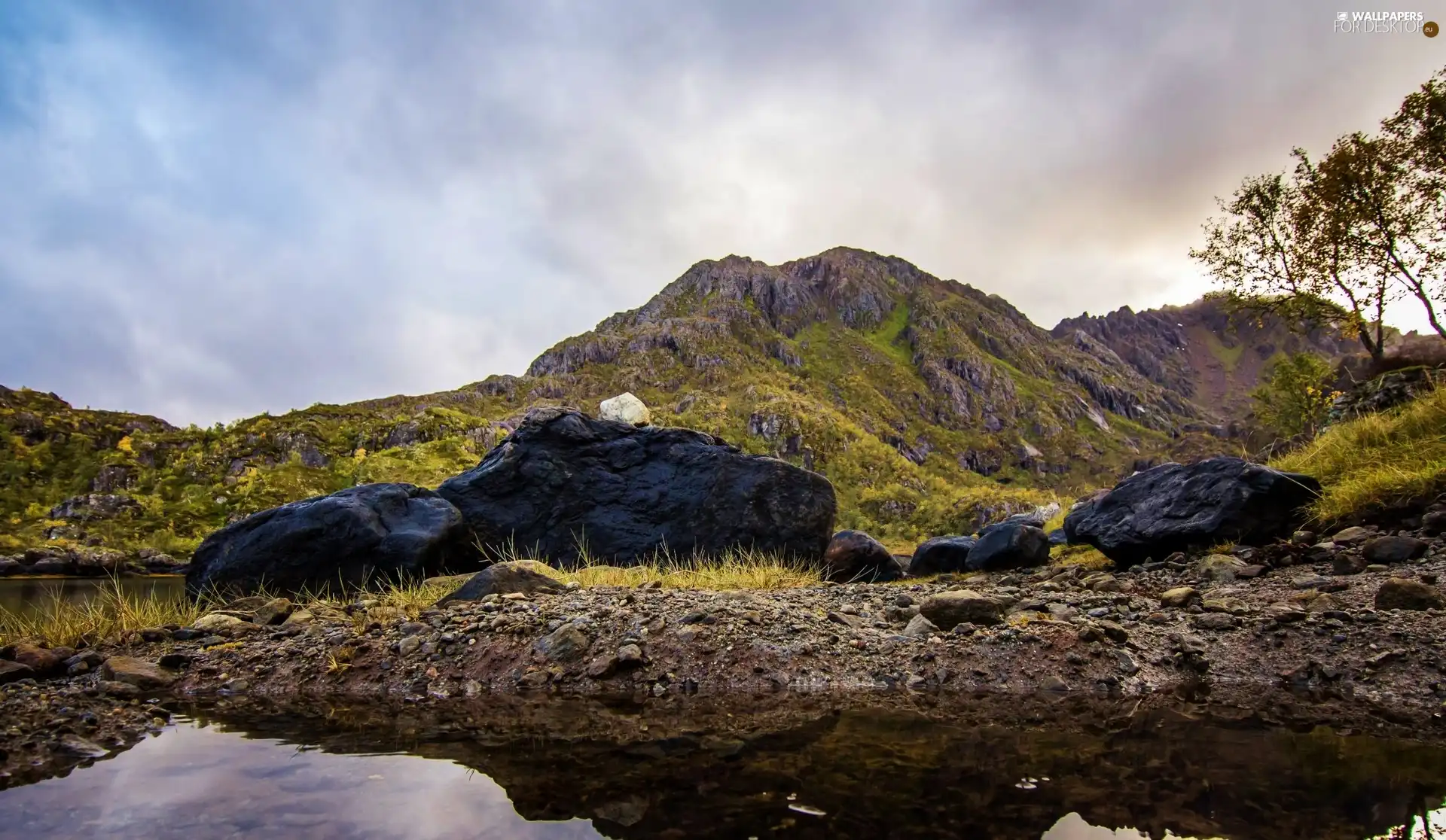 rocks, Stones, water, Black