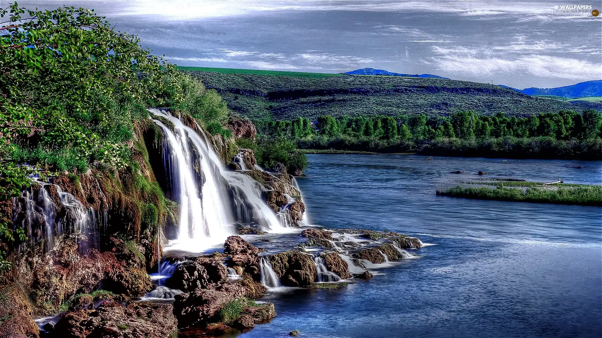 water, cliff, waterfall