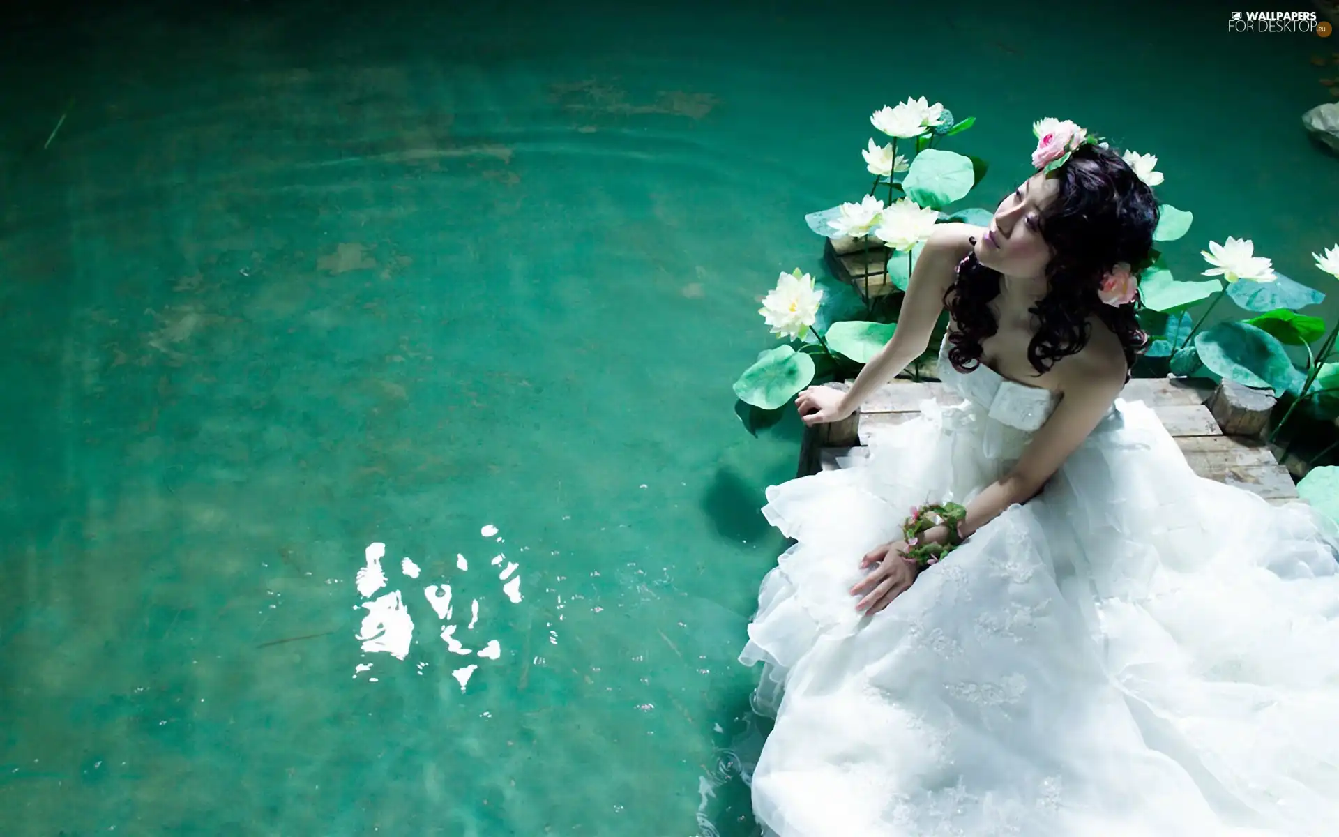 Women, wedding, water, Dress