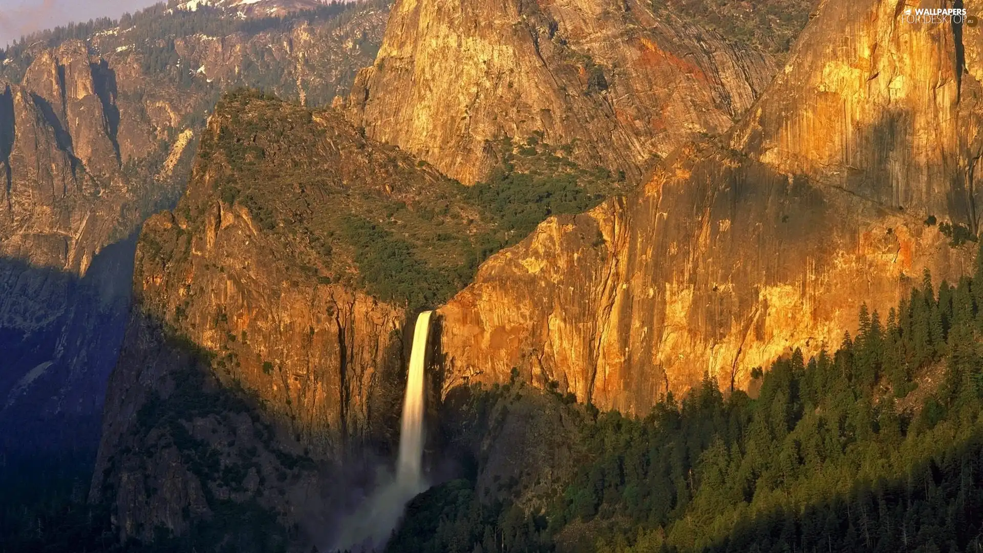 waterfall, Mountains, rocks