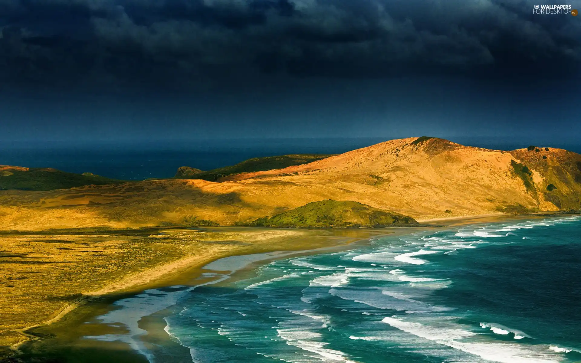 dark, sea, Waves, Sky